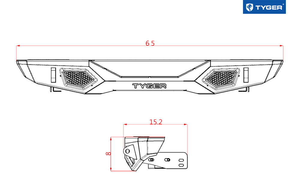 TYGER FURY Rear Bumper Fit 2007-2018 Wrangler JK (NOT JL) | Textured Black TG-BP9J80098