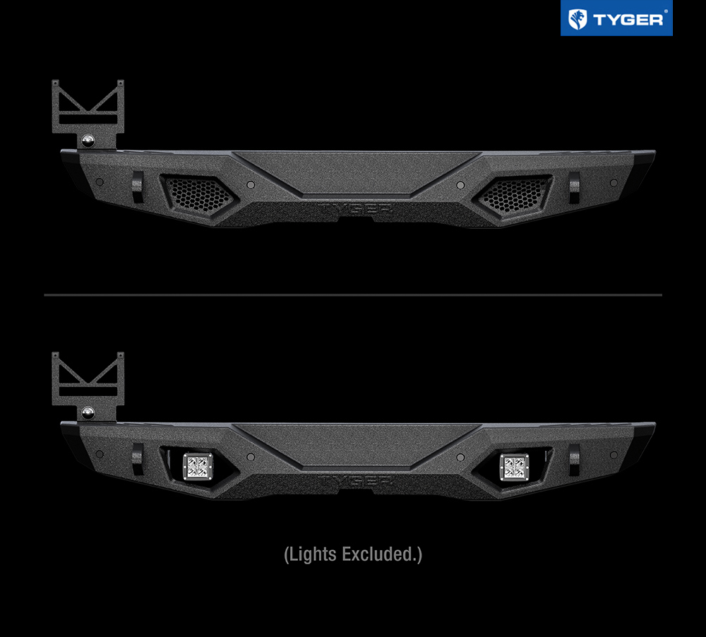 TYGER FURY Rear Bumper Fit 2018-2025 Wrangler JL (NOT JK) | Textured Black TG-BP9J81198