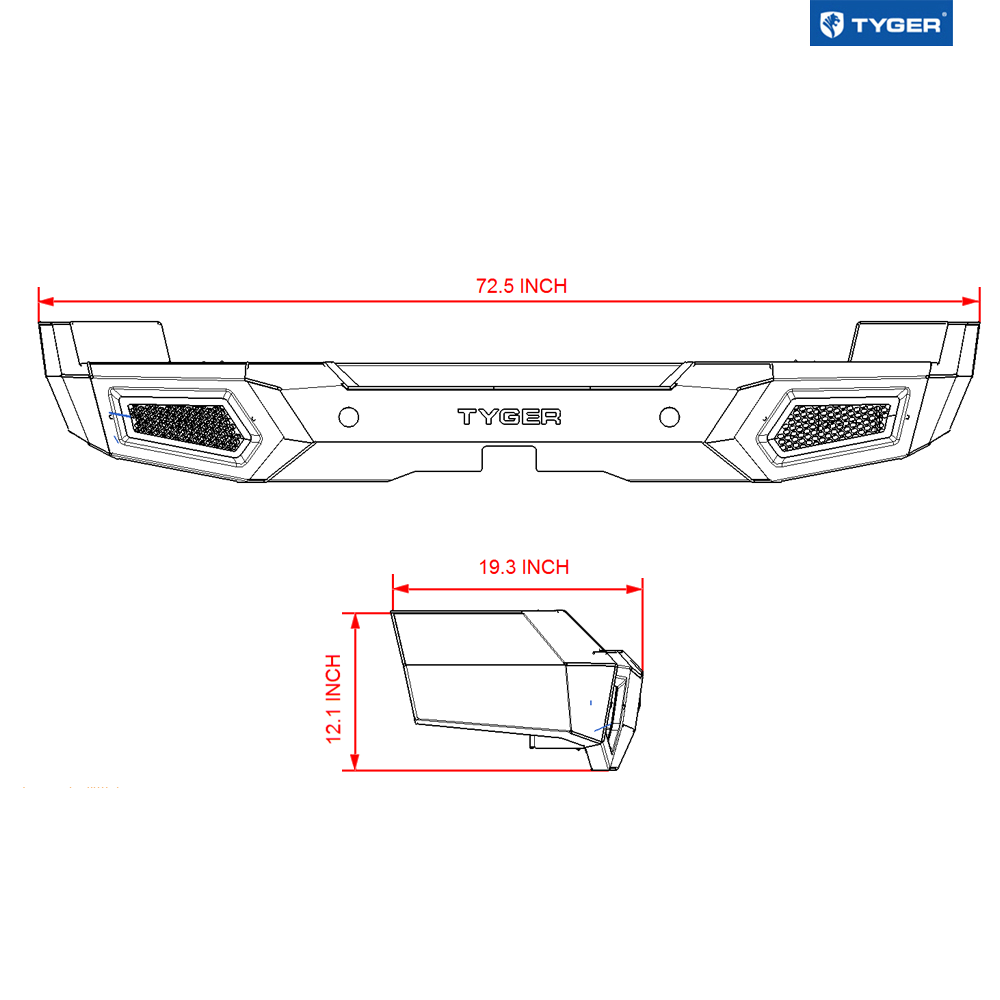 TYGER FURY Rear Bumper Fit 2007-2014 FJ Cruiser | Textured Black TG-BP9T80698