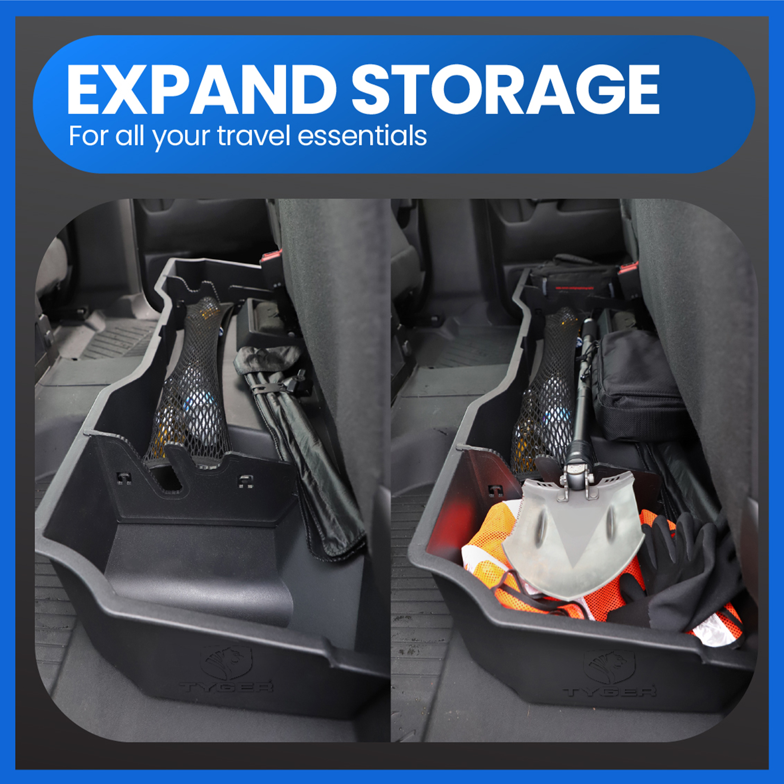 Underseat Storage Box Fit 14-18 Silverado/Sierra 1500; 15-19 2500HD/3500HD | Double Cab TG-CB5C2248