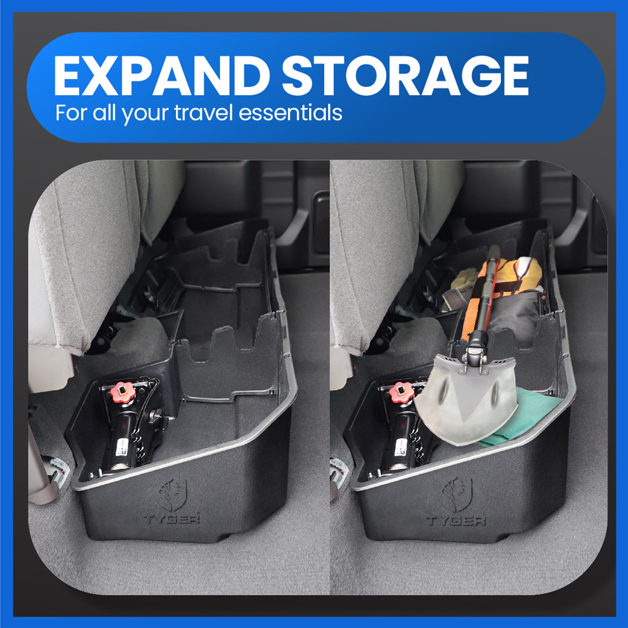 Underseat Storage Box Fit 19-25 Silverado/Sierra 1500; 20-25 2500/3500HD | TG-CB5C2278