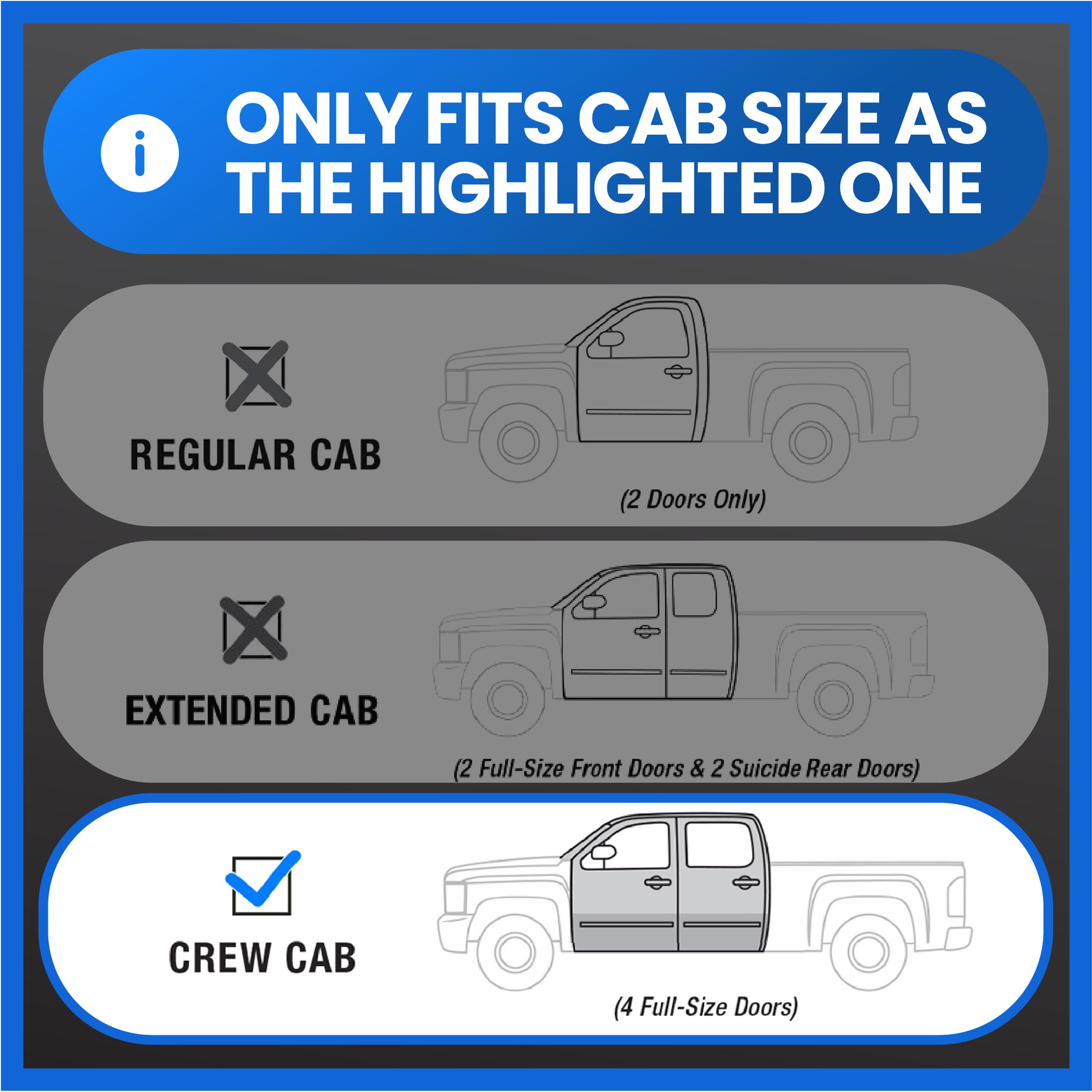 Underseat Storage Cargo Box fit 07-13 Silverado/Sierra LD & 07-14 HD | Crew Cab | TG-CB5C2358