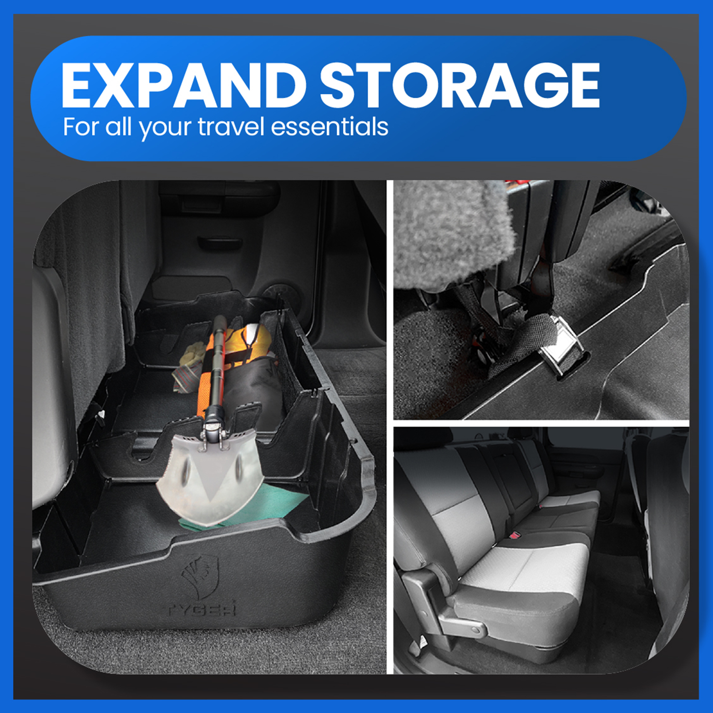 Underseat Storage Cargo Box fit 07-13 Silverado/Sierra LD & 07-14 HD | Crew Cab | TG-CB5C2358