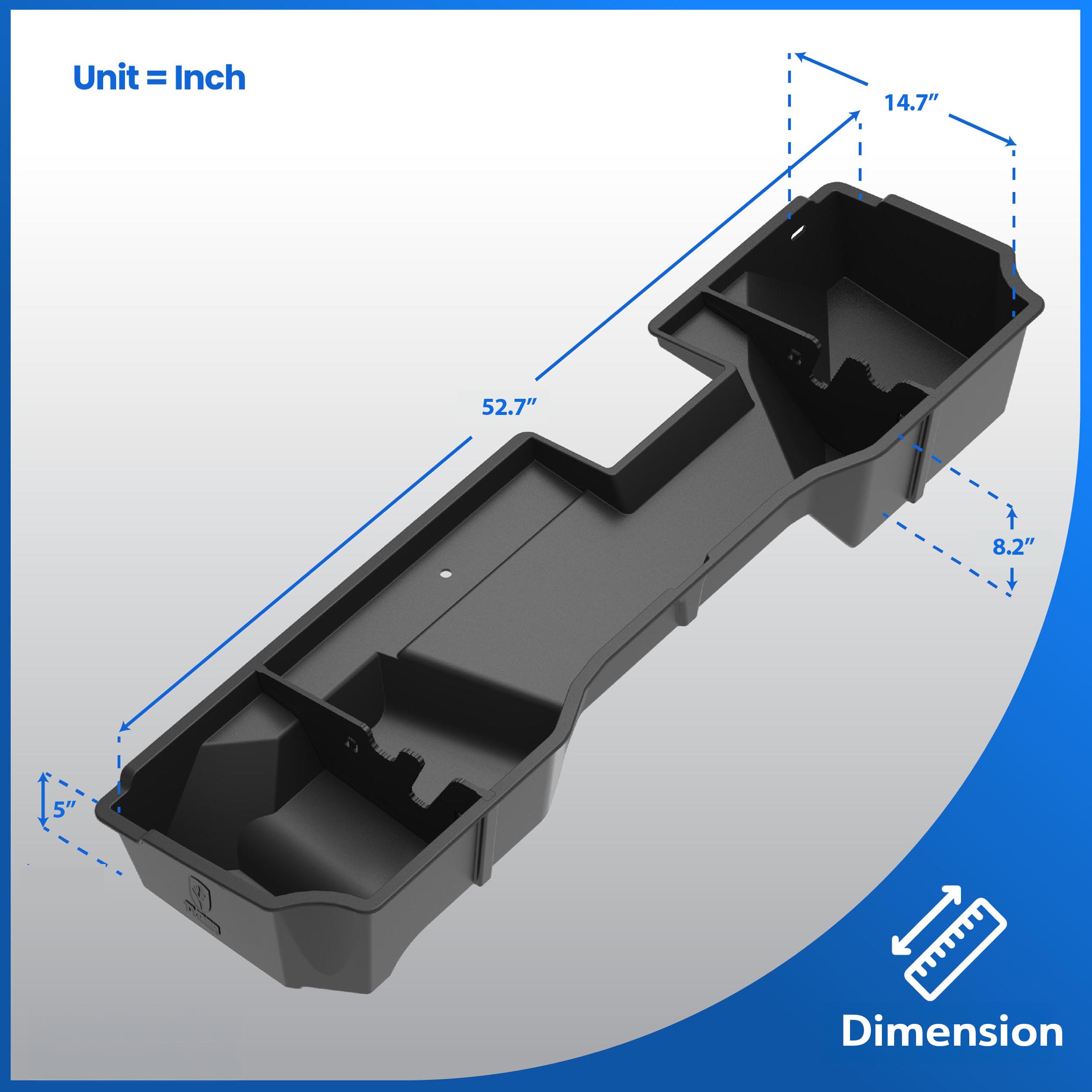 Rear Under Seat Storage Box fit 14-18 Silverado/Sierra 1500; 15-19 2500 3500HD | Double Cab