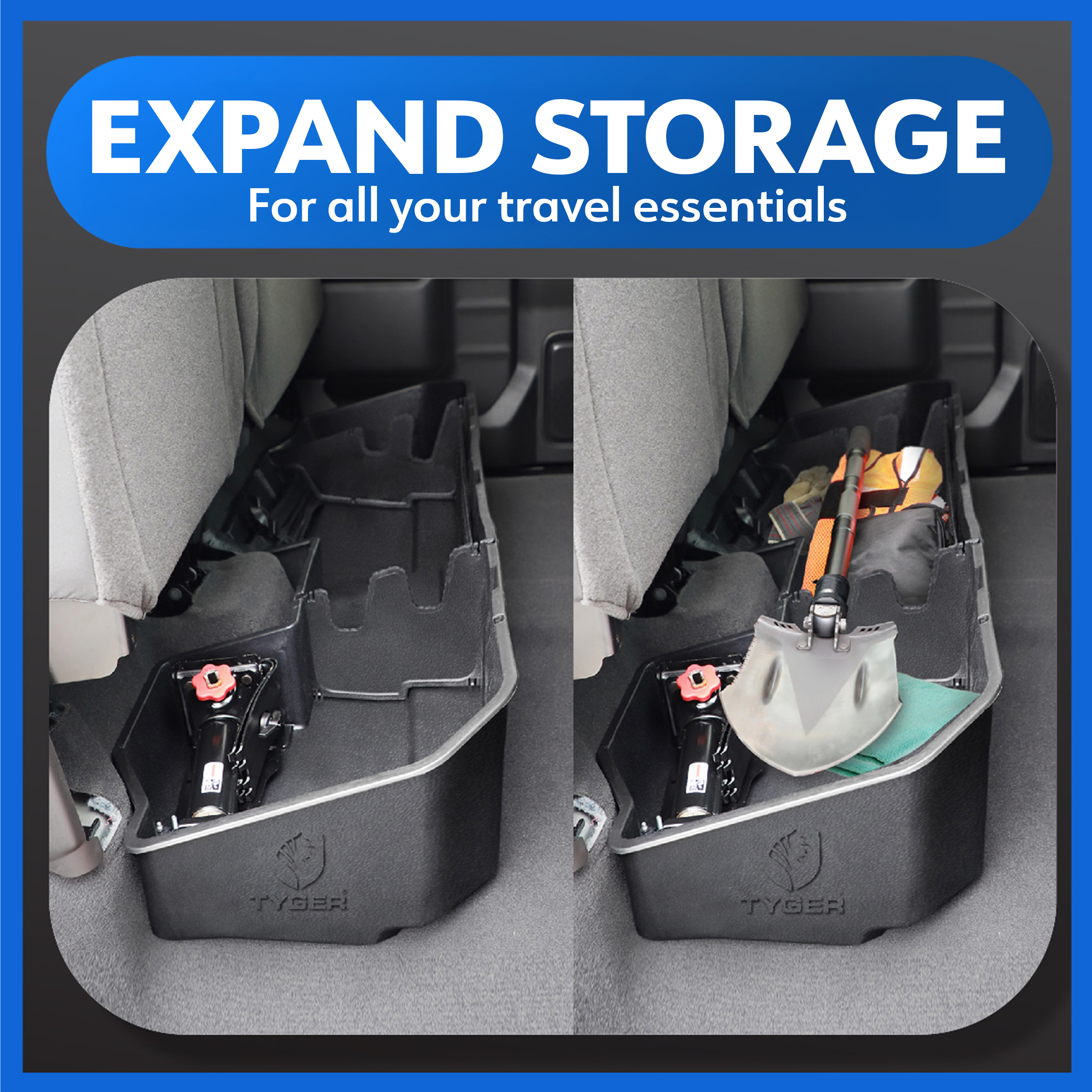 Rear Under Seat Storage Box fit 19-25 Silverado/Sierra 1500; 20-25 2500 3500HD | Double & Crew Cab