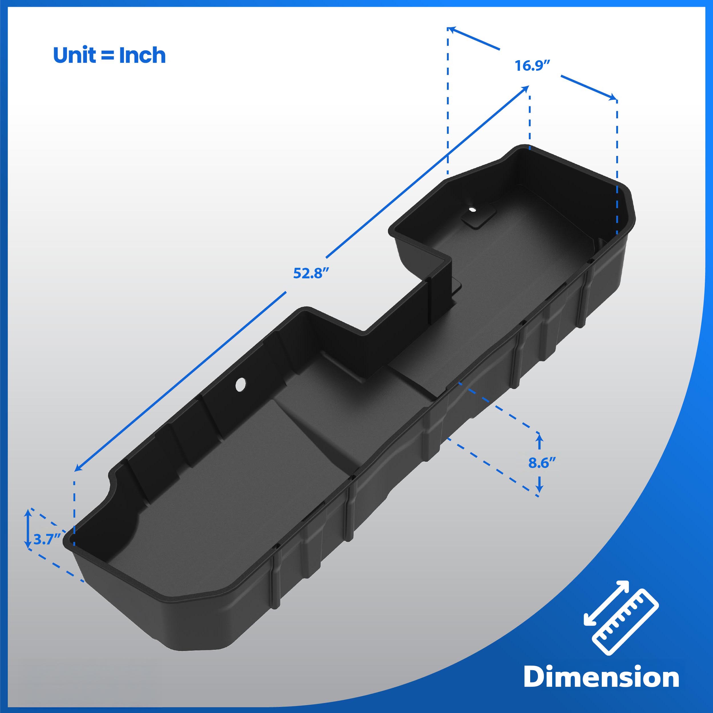Rear Under Seat Storage Box fit 19-25 Silverado/Sierra 1500; 20-25 2500 3500HD | Double & Crew Cab
