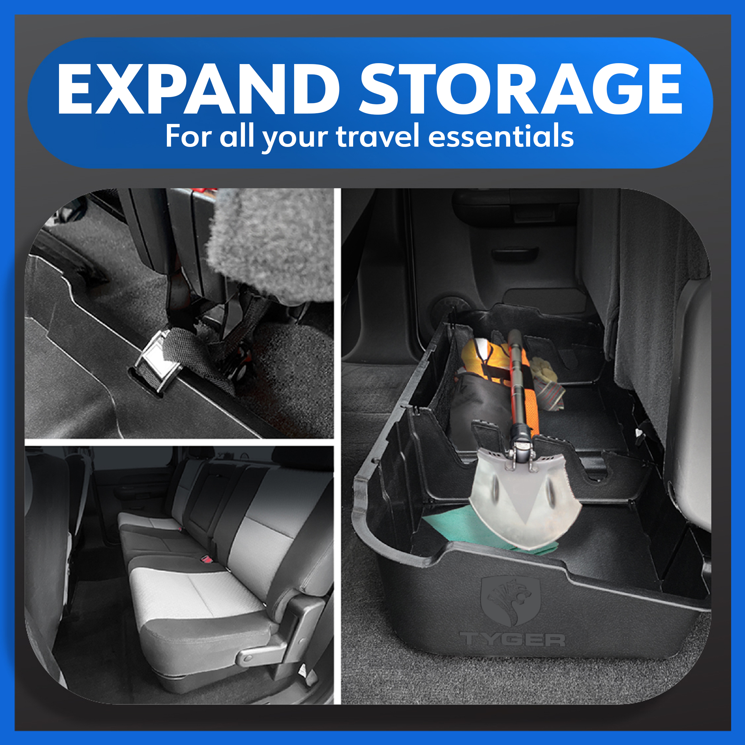 Rear Under Seat Storage Box fit 07-13 Silverado/Sierra 1500; 07-14 2500 3500HD | Crew Cab