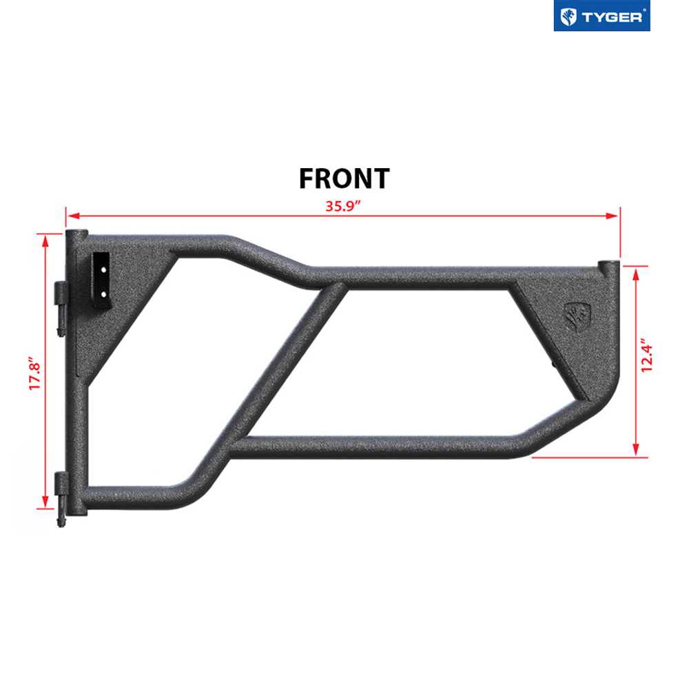 Tubular Doors Fit 2007-2018 Wrangler JK (NOT JL) 2-Doors with Mirror Mount | Front Only TG-DR2J62398