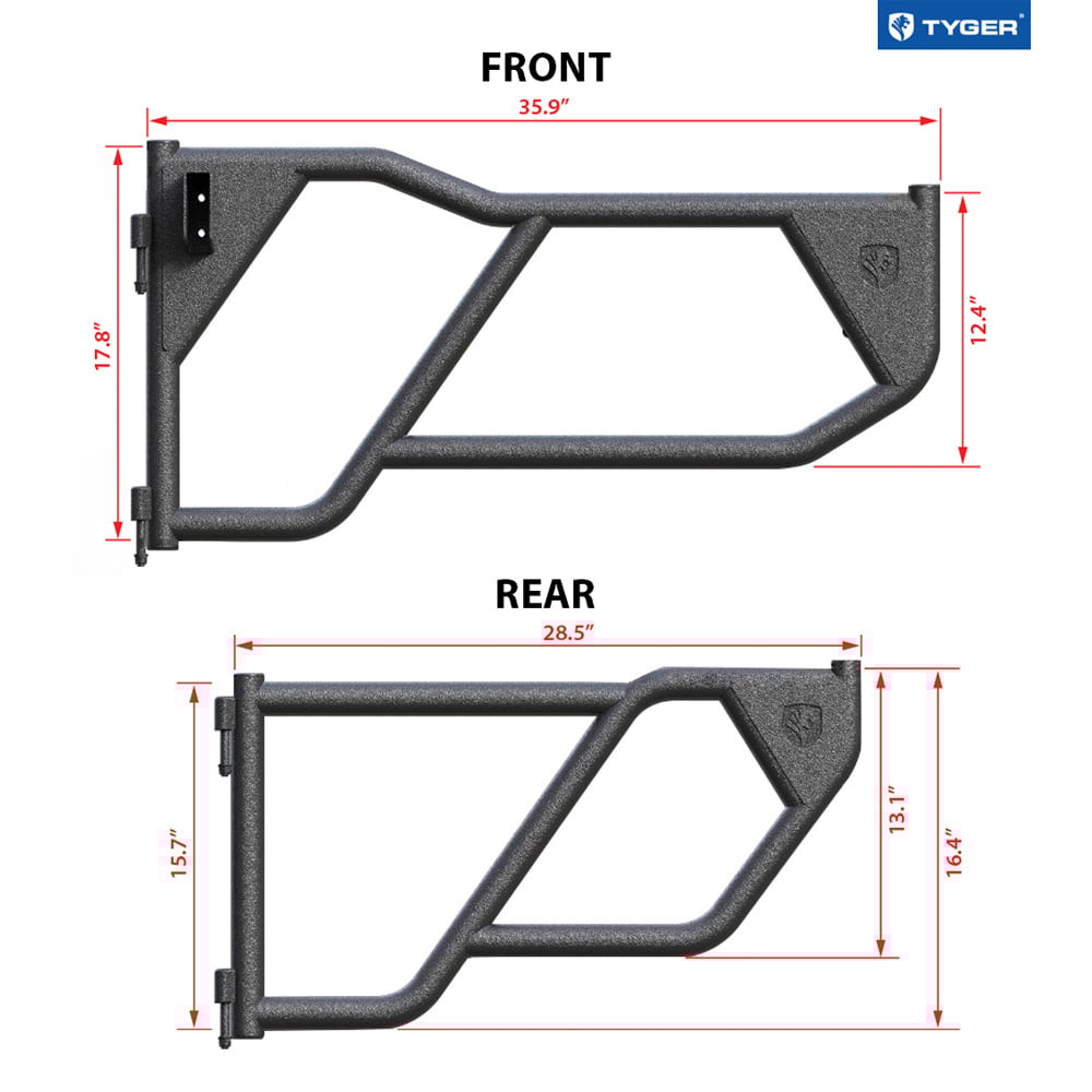 Tubular Doors Fit 2007-2018 Wrangler JK (NOT JL) 4-Doors with Mirror Mount | Front&Rear TG-DR4J62288