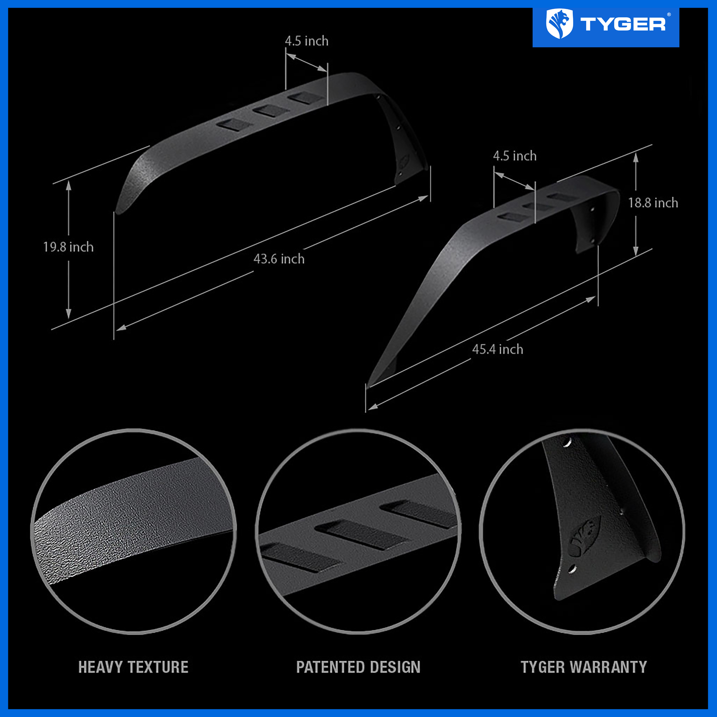 Slim Flat Style Fit 2007-2018 Wrangler JK (NOT JL) | 4PC | Textured Black TG-FF7J62578