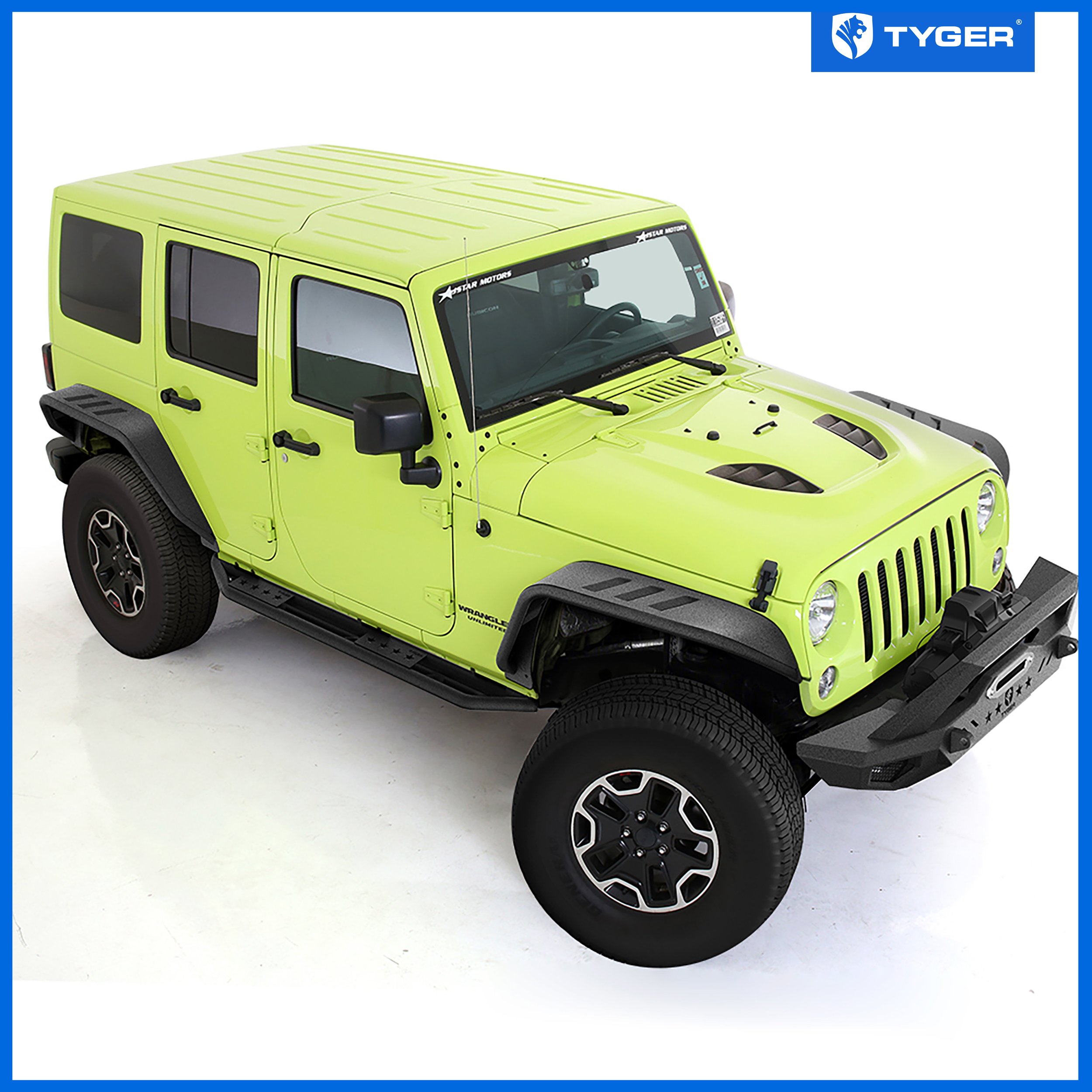 Flat Style Fit 2007-2018 Wrangler JK (NOT JL) | 4PC | Textured Black TG-FF7J66818