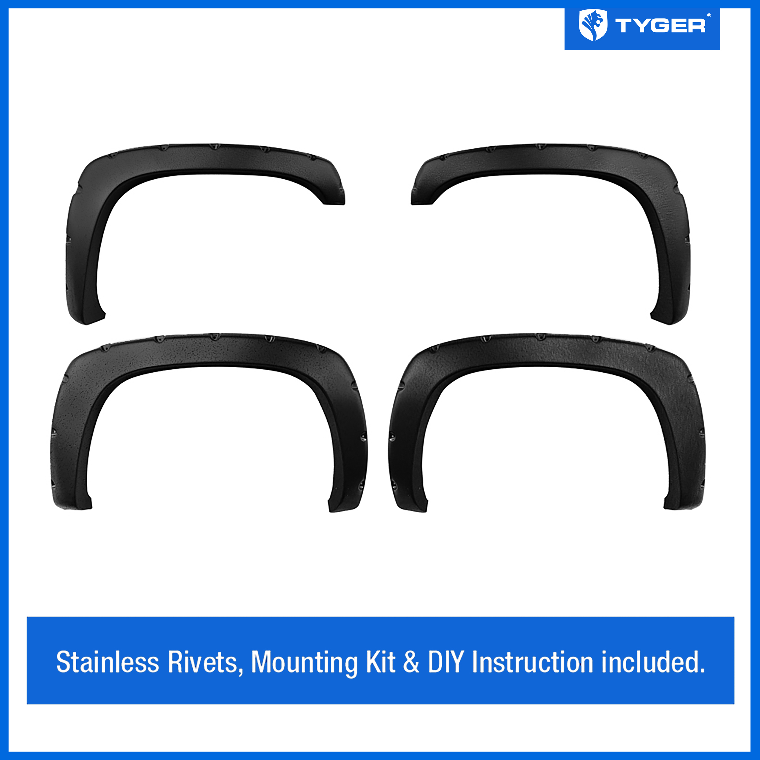 Bolt-Riveted Style 4PC fit 99-06 Silverado/Sierra; 07 Classic Rough Textured