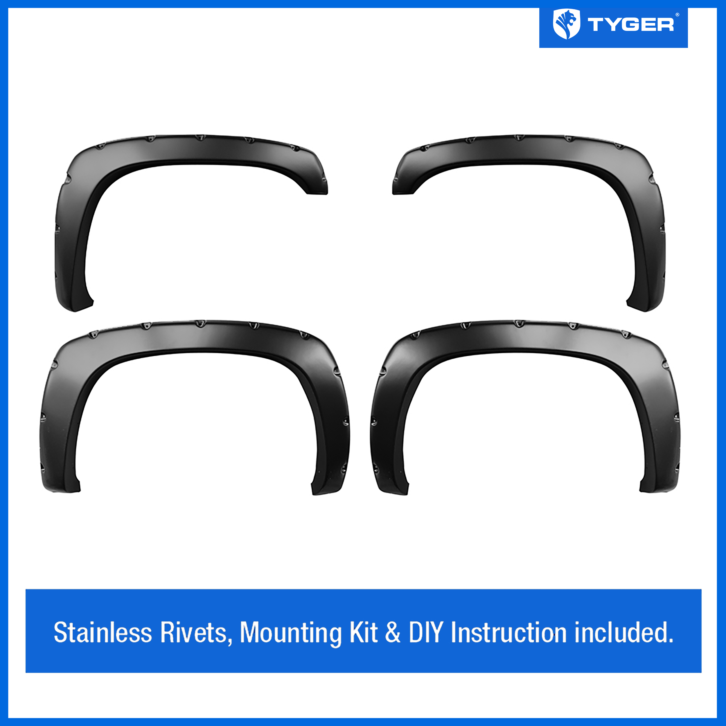 Bolt-Riveted Style 4PC fit 99-06 Silverado/Sierra; 07 Classic | Paintable Smooth Textured