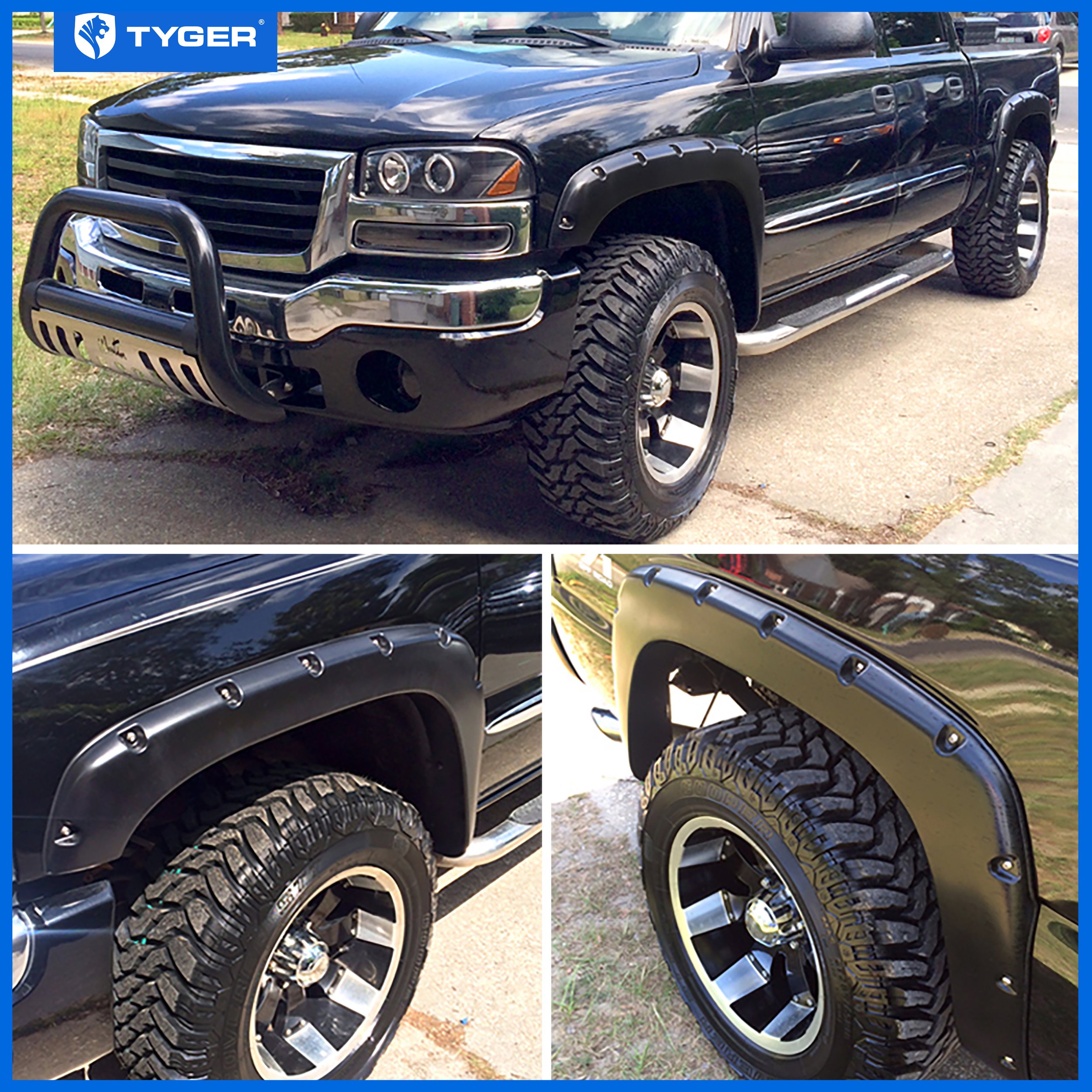 Bolt-Riveted Style 4PC fit 99-06 Silverado/Sierra; 07 Classic | Paintable Smooth Textured