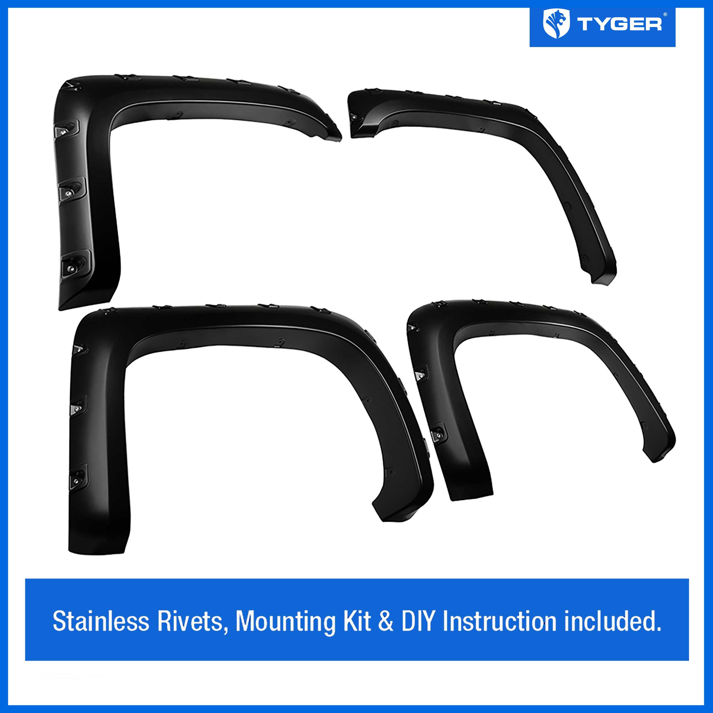 Bolt-Riveted Style 4PC fit 07-13 Silverado 1500; 07-14 HD 6.5' & 8' Bed | Paintable Smooth Textured