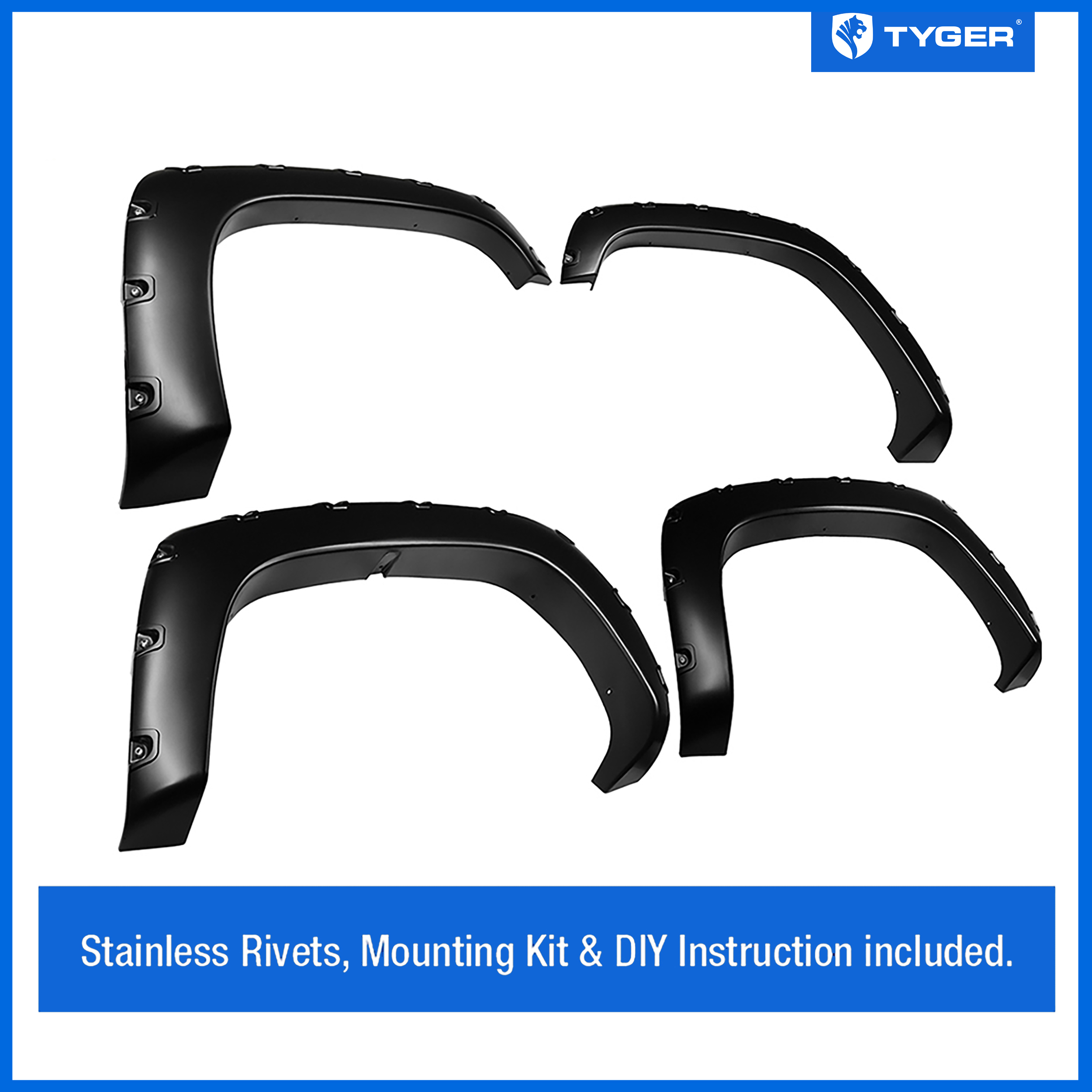 Bolt-Riveted Style 4PC fit C/K Suburban Blazer Yukon Tahoe | Paintable Smooth Textured