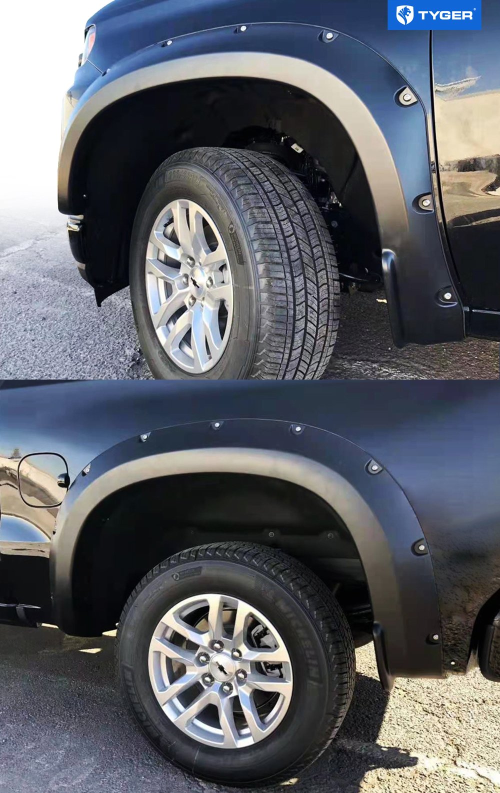 Bolt-Riveted Style 4PC fit 19-21 Silverado 1500 | Paintable Smooth Textured