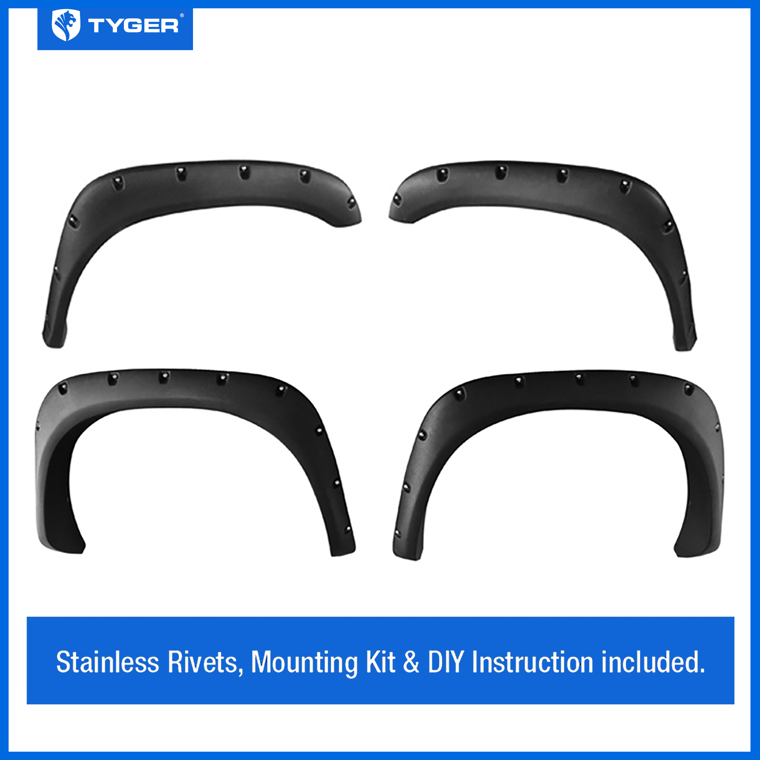 Bolt-Riveted Style 4PC fit 02-08 Ram 1500; 03-09 Ram 2500 3500 | Paintable Fine-Textured