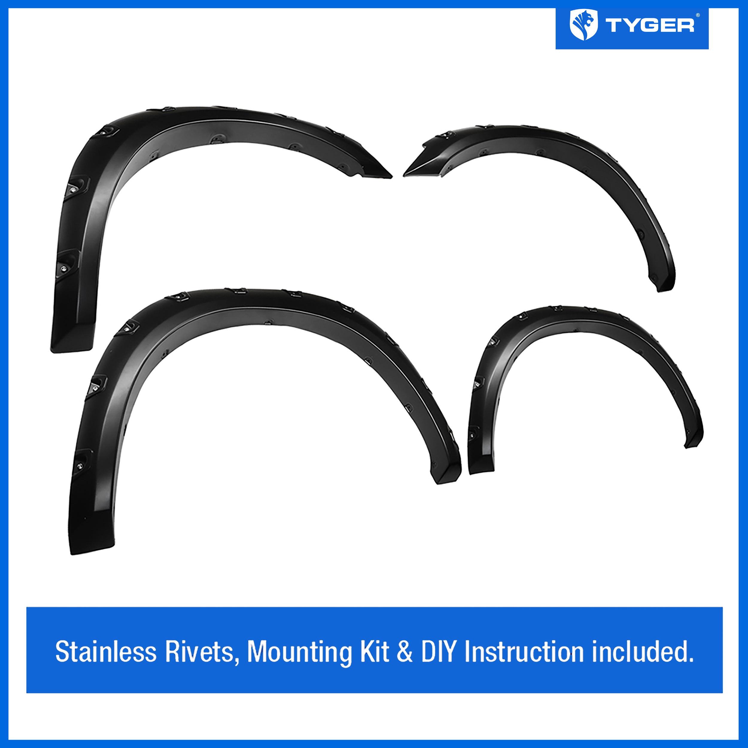 Bolt-Riveted Style 4PC fit 2010-2018 Dodge Ram 2500 3500 | Paintable Smooth Textured