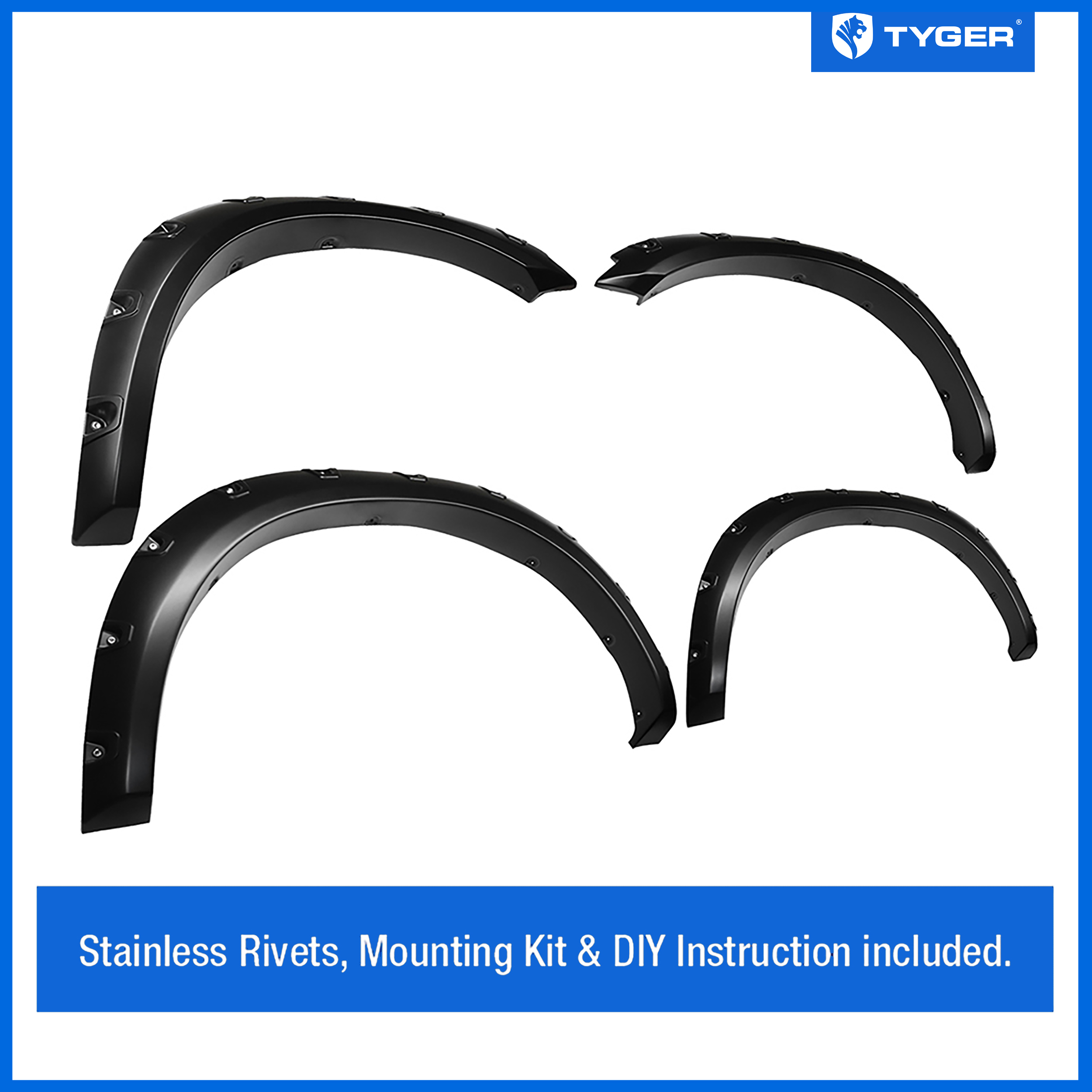 Bolt-Riveted Style 4PC fit 09-18 Ram 1500; 19-23 Classic | Paintable Smooth Textured