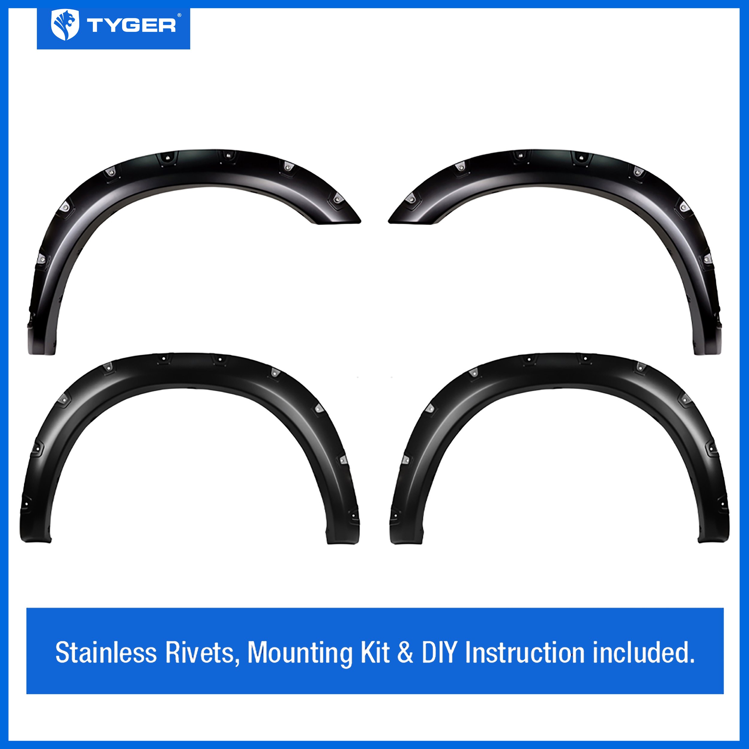 Bolt-Riveted Style 4PC fit 2019-2024 Ram 2500 3500 | Paintable Smooth Textured