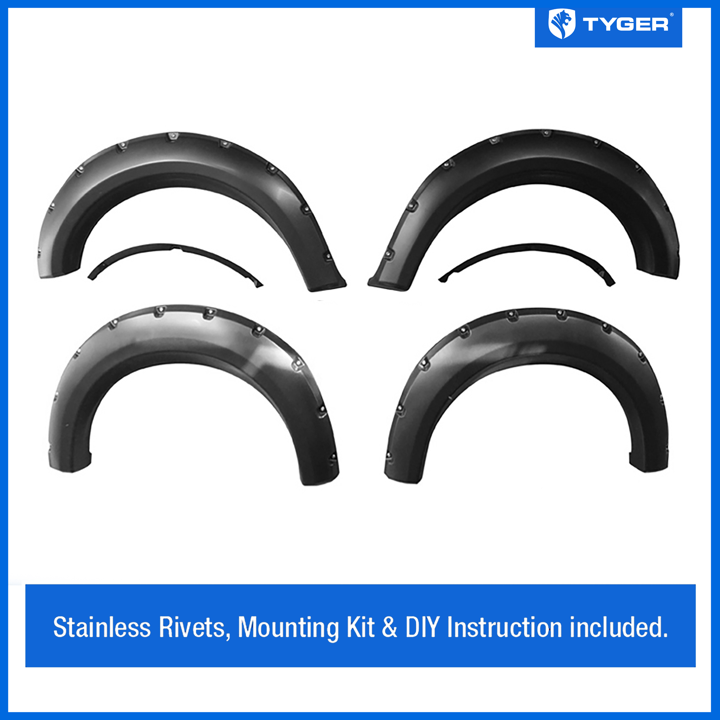 Bolt-Riveted Style 4PC fit 2009-2014 Ford F-150 (Exclude Raptor) | Paintable Smooth Textured
