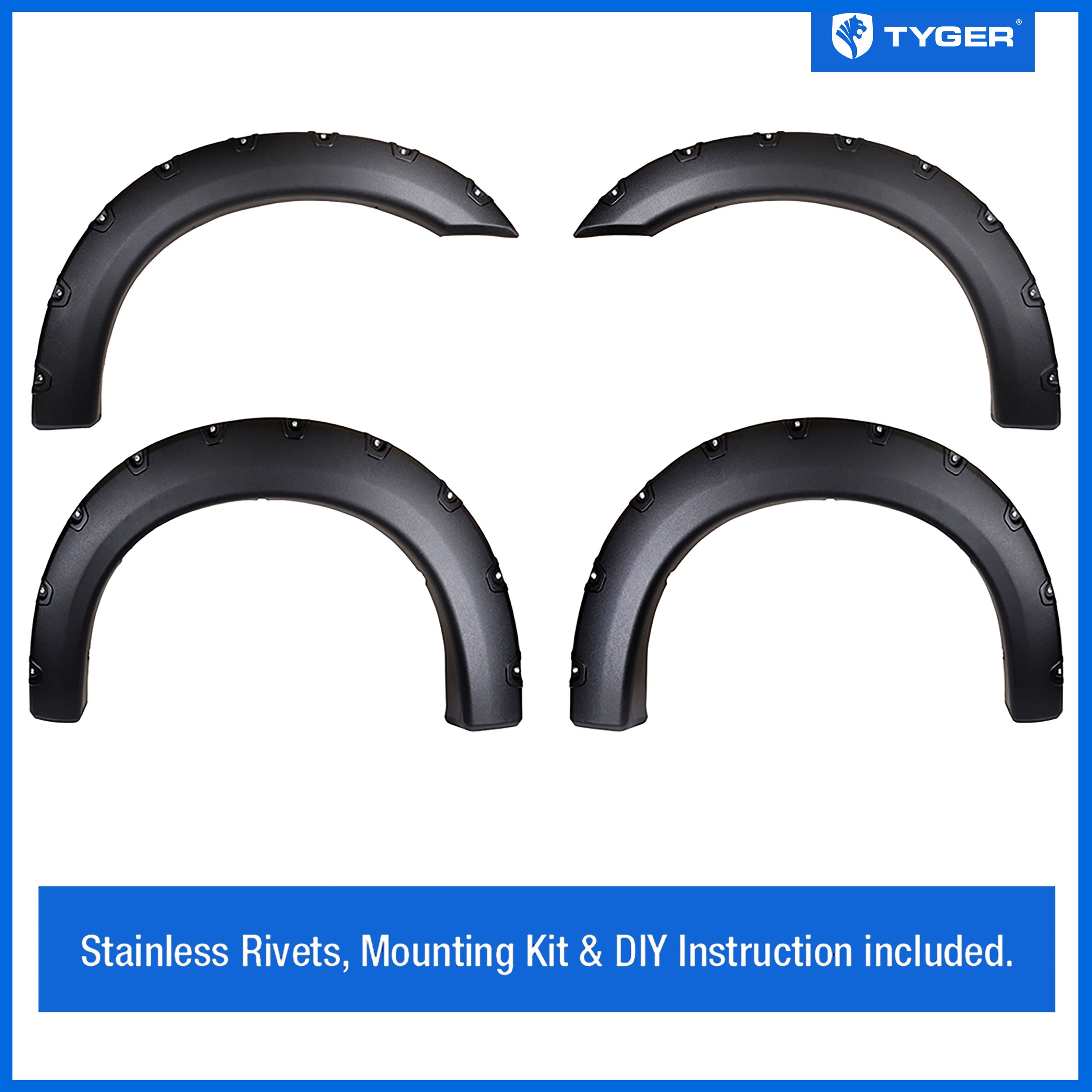 Bolt-Riveted Style 4PC fit 1999-2007 Ford F-250 F-350 Super Duty Rough Textured