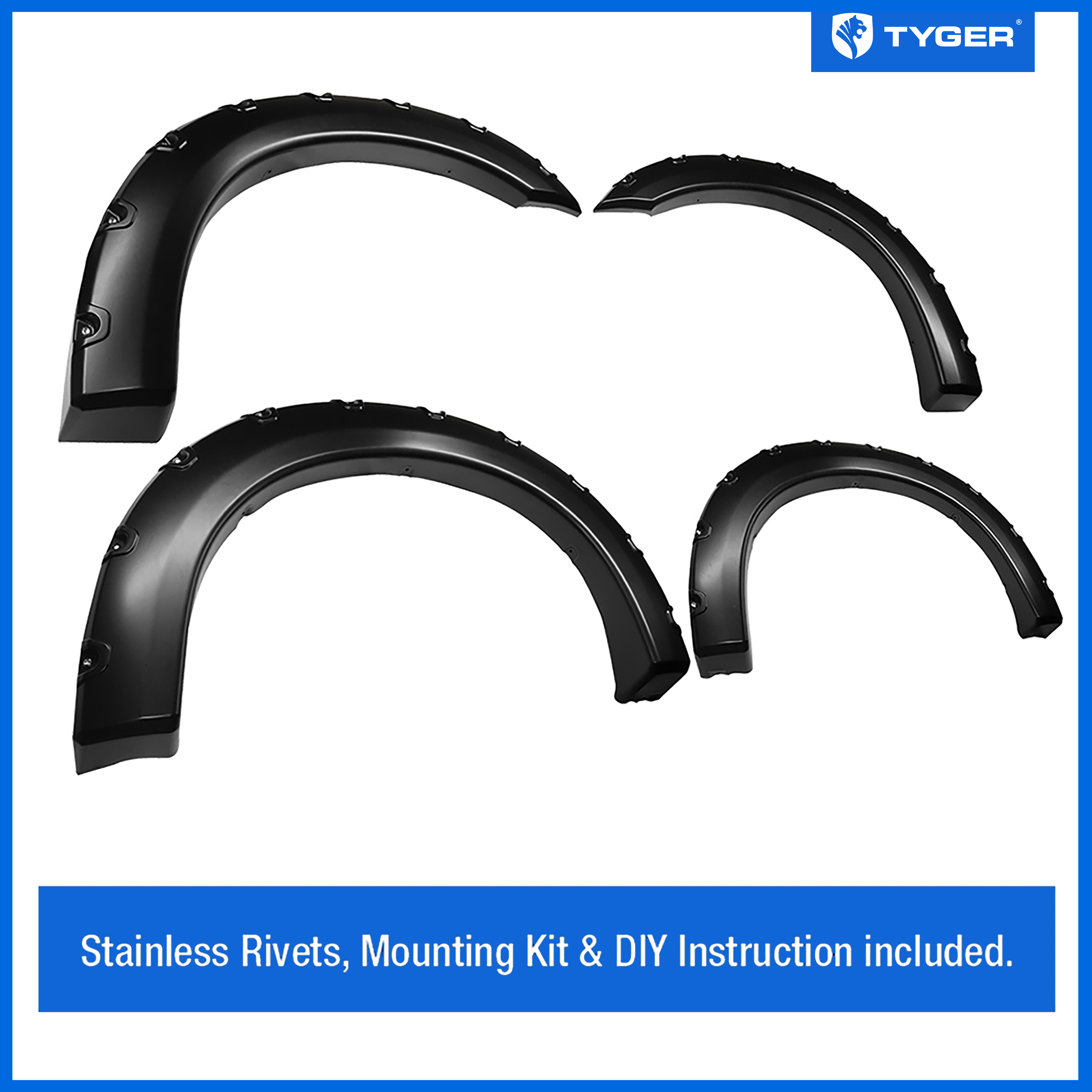 Bolt-Riveted Style 4PC fit 1999-2007 Ford F-250 F-350 Super Duty | Paintable Smooth Textured