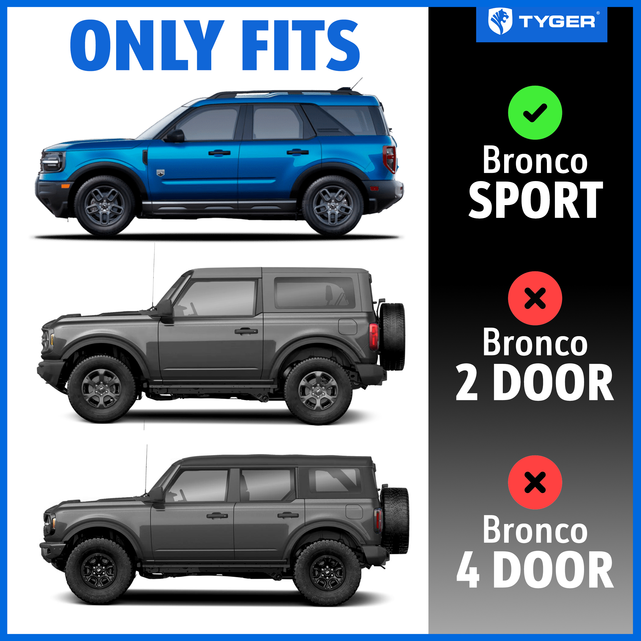 Bolt-Riveted Style 4PC fit 21-24 Ford Bronco Sport | Paintable Rough Textured