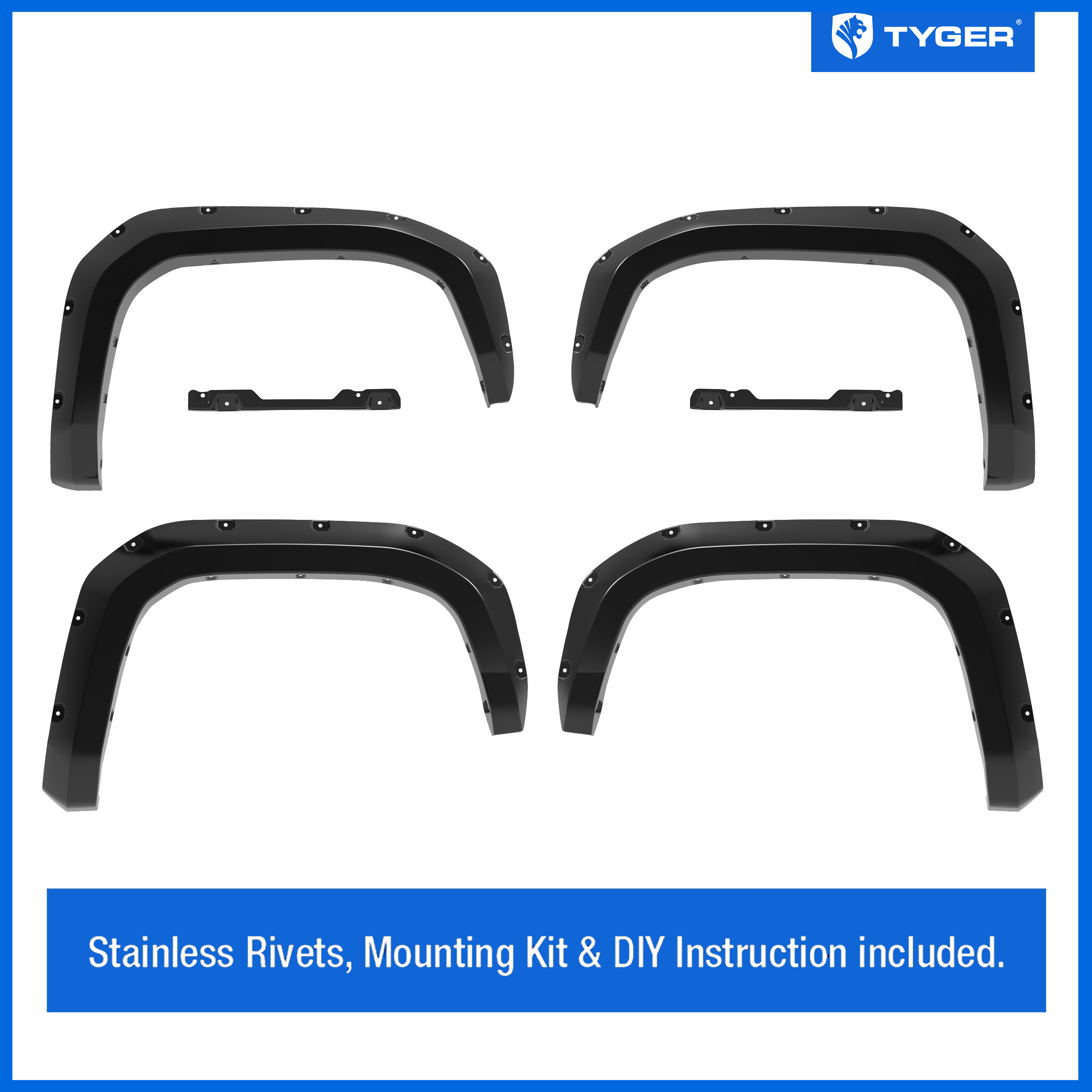 Bolt-Riveted Style 4PC fit 2024-2025 Toyota Tacoma Smooth Textured