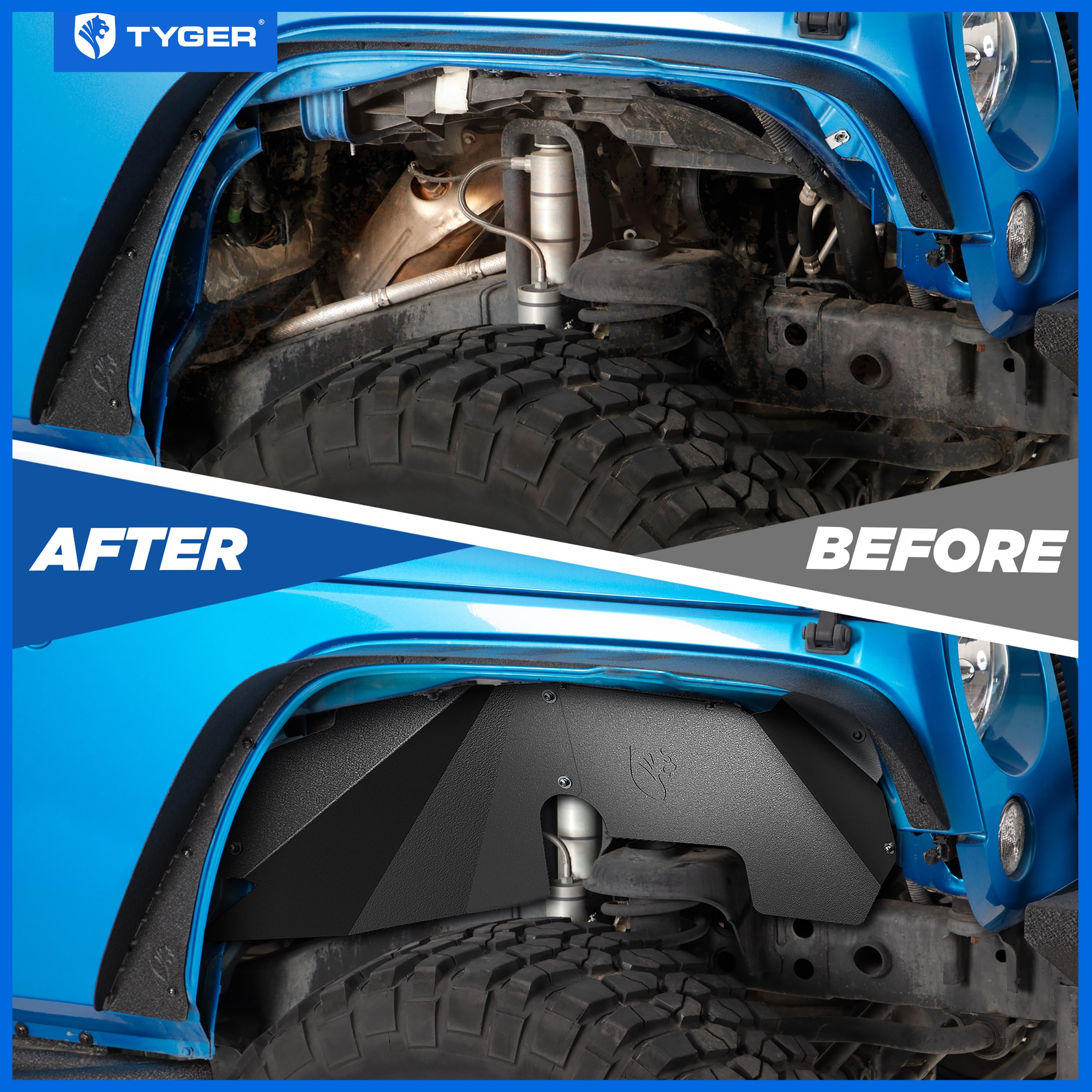 Front Inner Fender Liner Compatible with 2007-2018 Jeep Wrangler JK | Not for JL | TG-FL6J46018