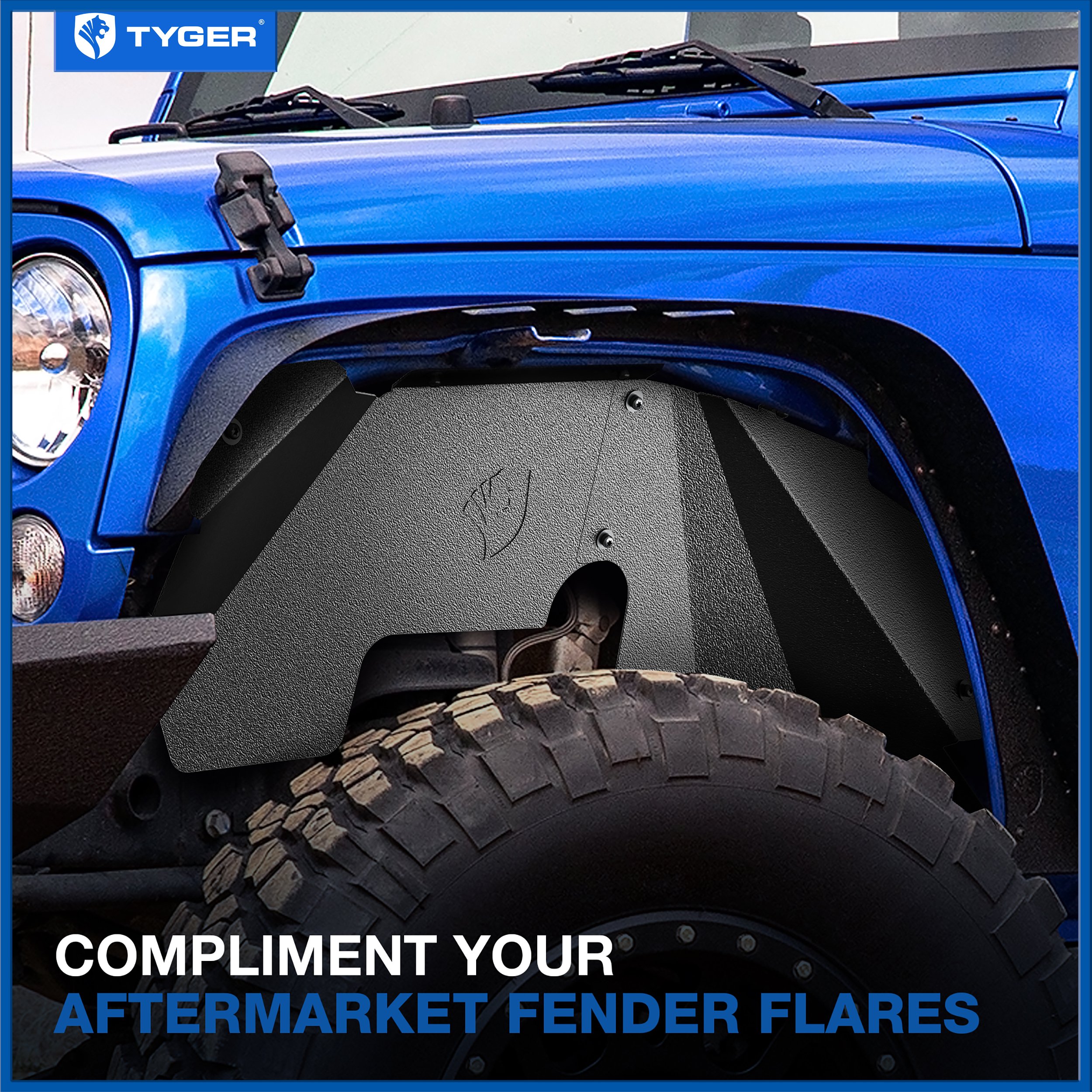Front Inner Fender Liner Compatible with 2007-2018 Jeep Wrangler JK | Not for JL | TG-FL6J46018