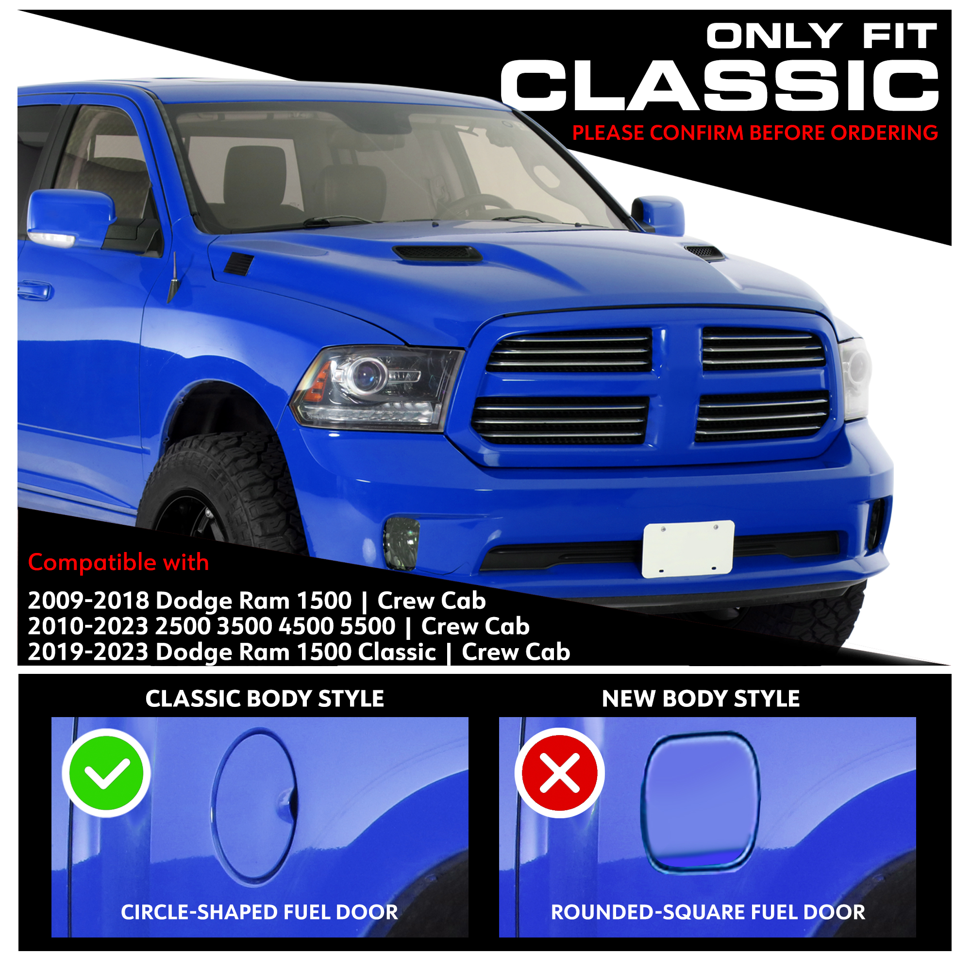 TYGER Fury fit 2009-2018 Dodge Ram 1500; 2010-2023 2500 3500 4500 5500; 2019-2023 Classic | Crew Cab