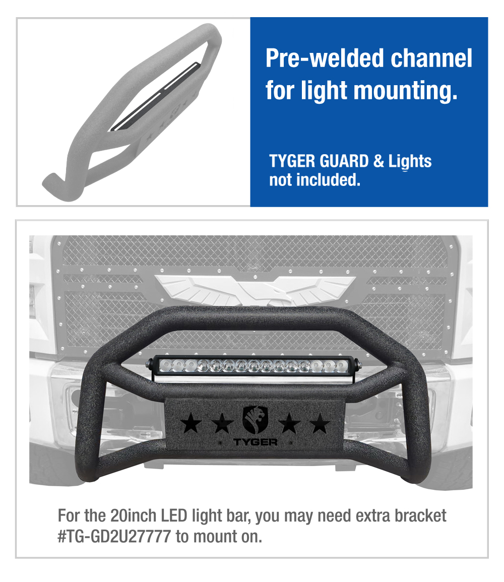 Side Mount Bracket Kit for 20inch LED Light Bar | Only Fits Tyger Auto Guards  | 2 PC Set