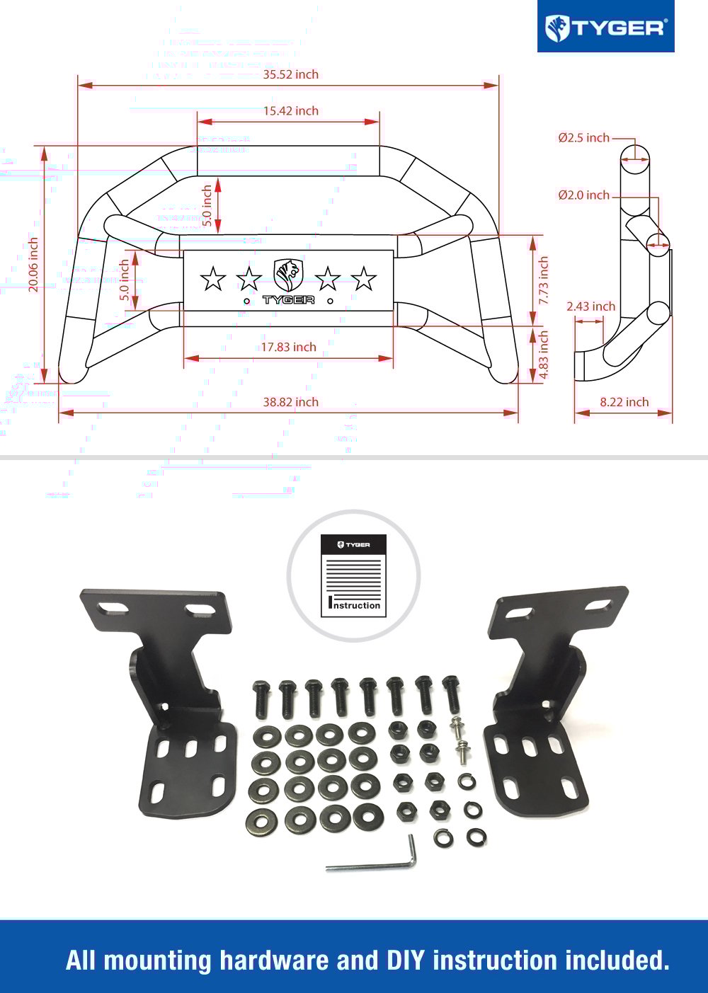 Front Bumper Guard Fit 2003-2005 Ram 1500; 2003-2009 2500/3500 MegaCab | Textured Black TG-GD6D60088