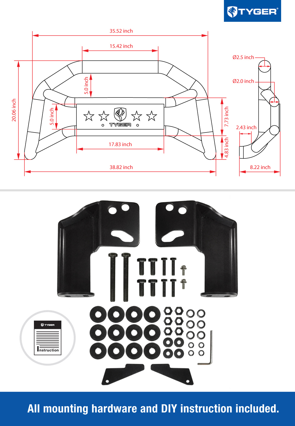 Front Bumper Guard Fit 94-01 Ram 1500; 1994-2002 2500/3500 (NOT Sport) Textured Black TG-GD6D60318