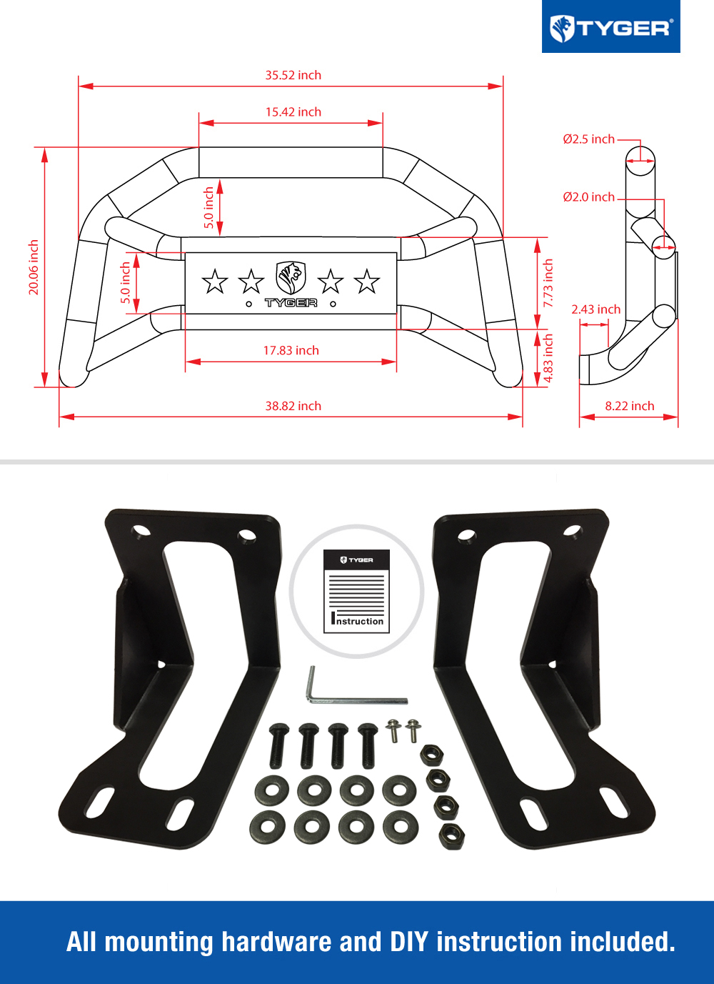 Front Bumper Guard Fit 1999-2004 F-250/F-350/F-450/F-550 | Textured Black TG-GD6F60228