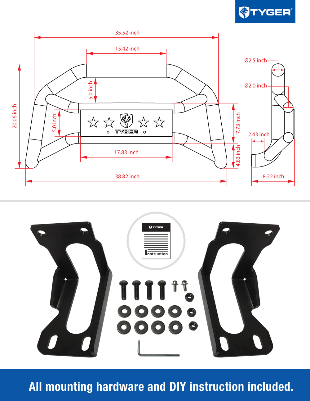 Front Bumper Guard Fit 2005-2007 F-250/F-350/F-450/F-550 | Textured Black TG-GD6F60238