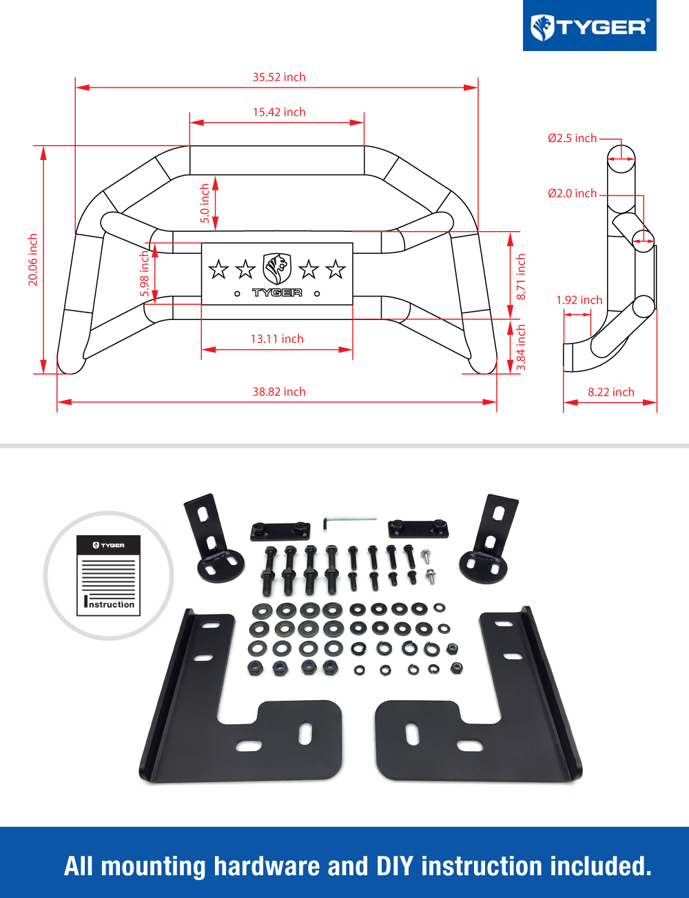 Front Bumper Guard Fit 2010-2018 Wrangler JK (NOT JL) | Textured Black TG-GD6J60018