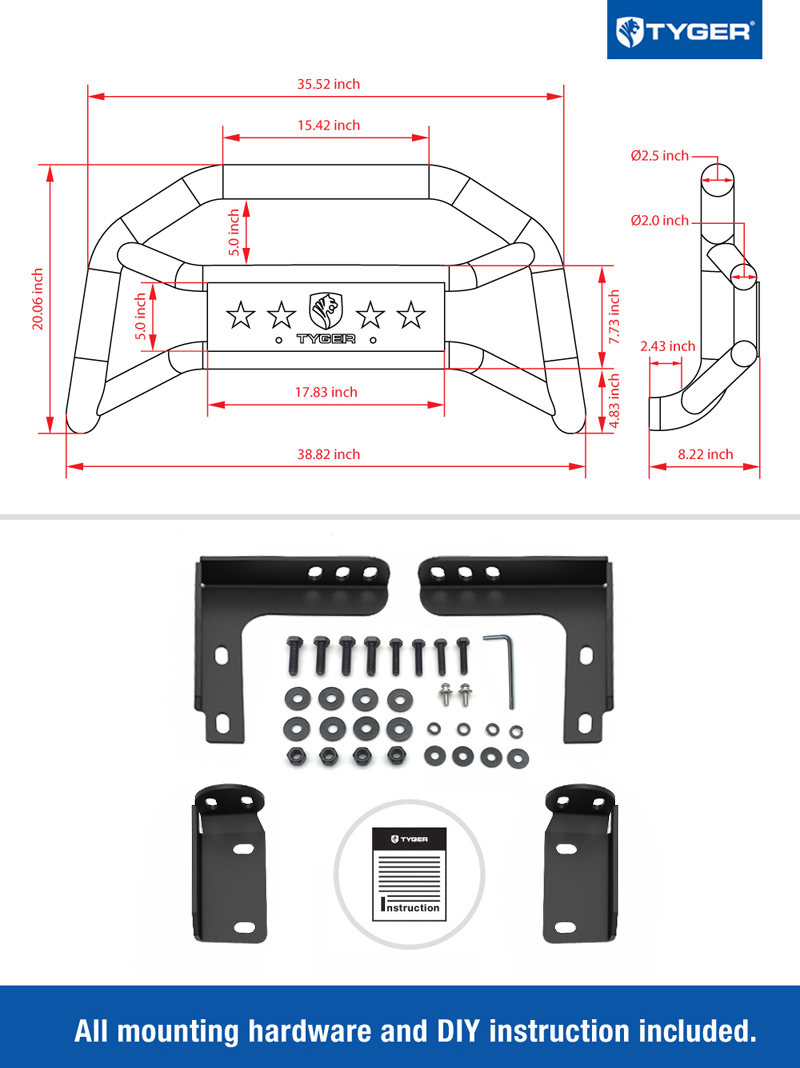 Bumper Guard Fit 10-24 4Runner (Excl 14-24 Limited, 19-22 Nightshade, 22-24 TRD Pro) TG-GD6T60178