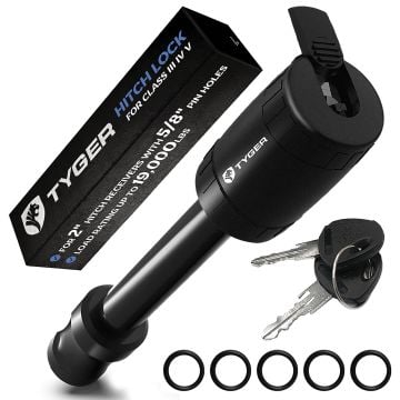 TYGER Solid Trailer Hitch Lock Pin with Locking Key - Fit 5/8" Holes on 2" Receiver Class III IV V
