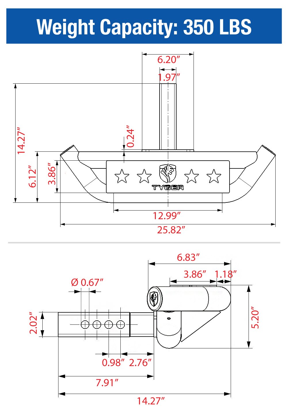 Hitch Armor with Pin Lock Fit Most Vehicles with 2