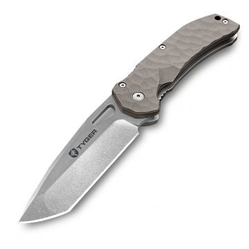 Tyger K4 EDC Folding Pocket Knife | AUS-8 Stainless Steel Blade | Tan G-10 Handle - TG-KF7A2227
