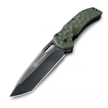 Tyger K4 EDC Folding Pocket Knife | TiC AUS-8 S. Steel Blade | Green G-10 Handle - TG-KF7A2368