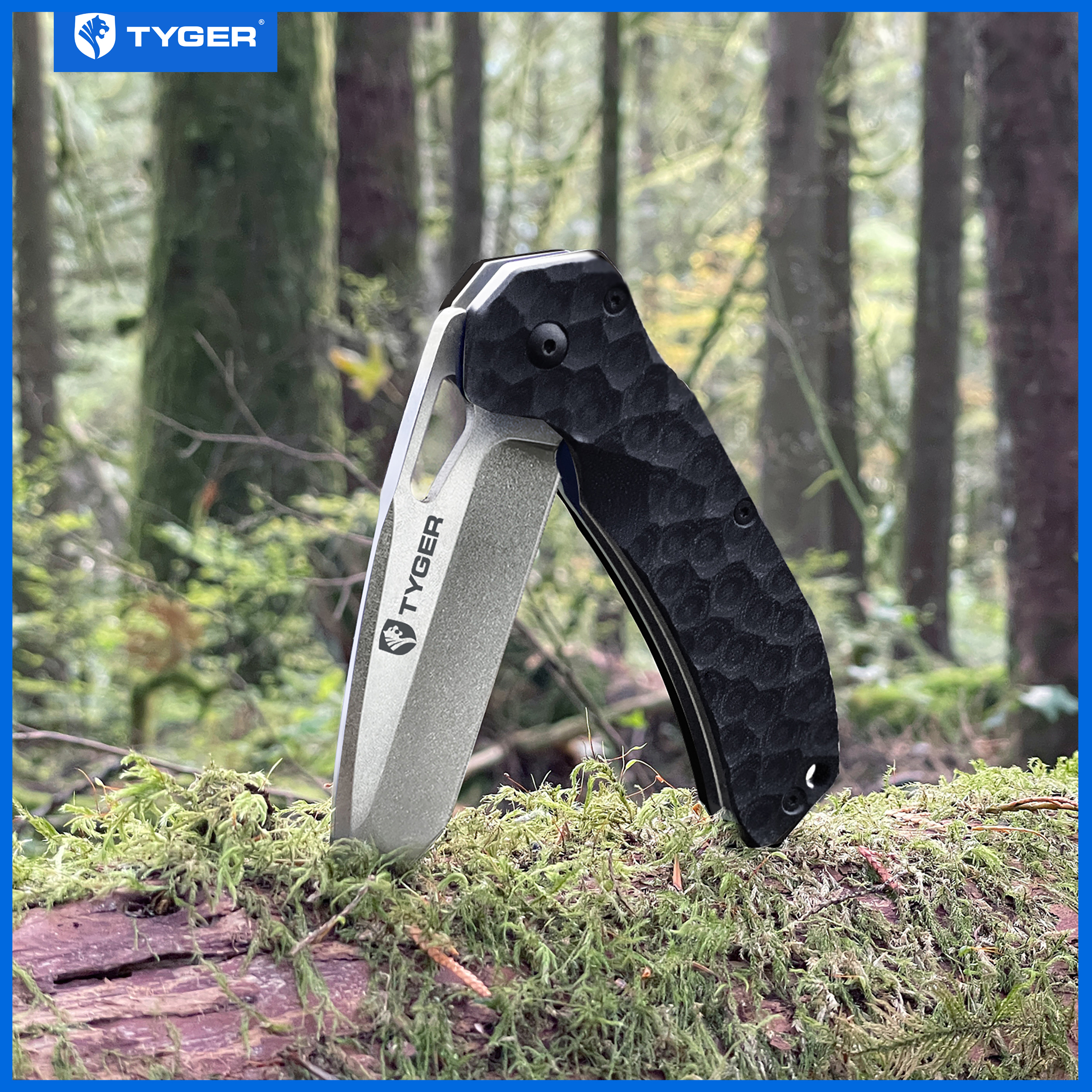 Tyger K4 EDC Folding Pocket Knife | AUS-8 Stainless Steel Blade | Black G-10 Handle - TG-KF7A2837