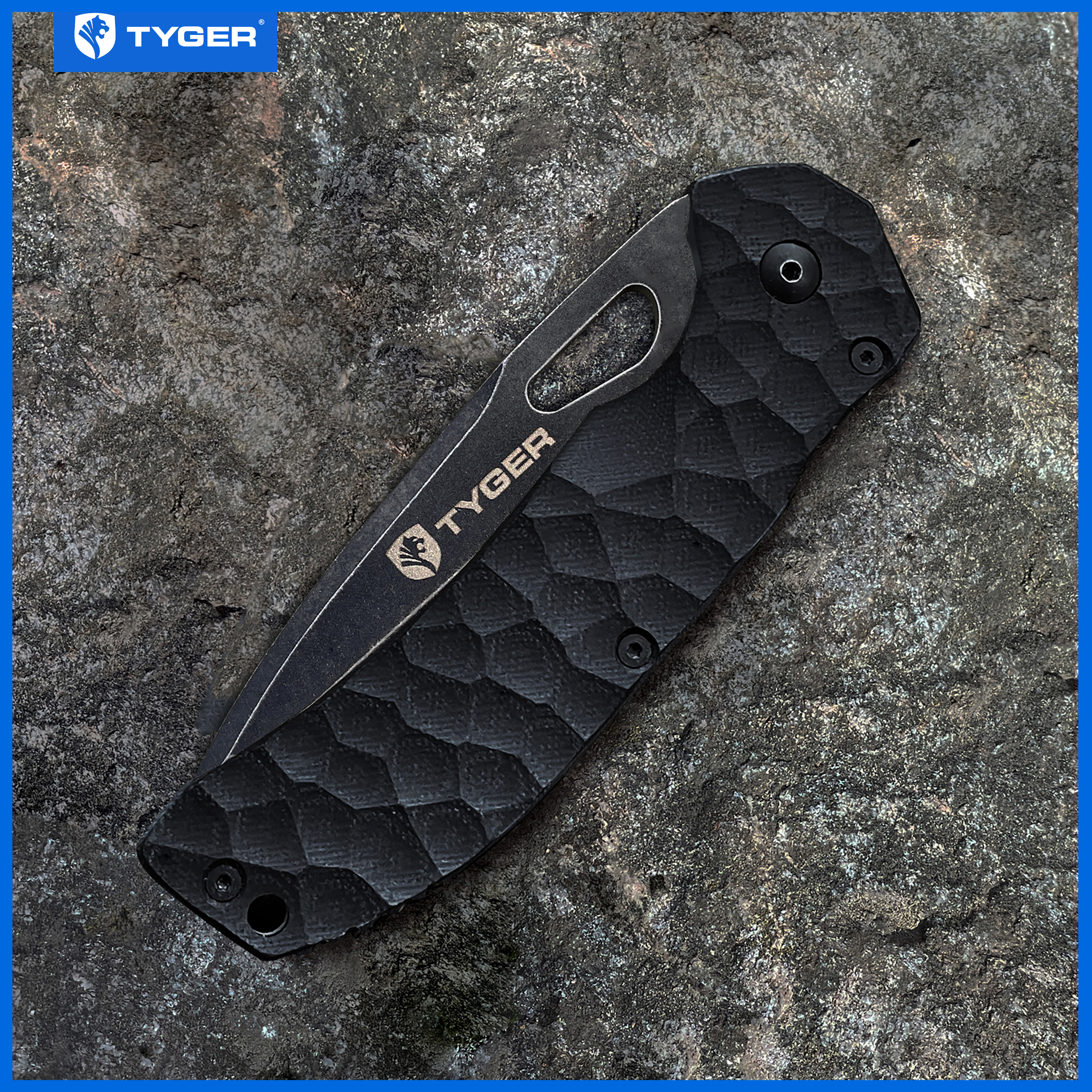 Tyger K4 EDC Folding Pocket Knife | TiC AUS-8 S. Steel Blade | Black G-10 Handle - TG-KF7A2858