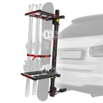 Hitch Mounted Ski Rack Fit Both 1.25" & 2" Hitch Receiver | 6 Pair Skis or 4 Snowboards TG-RK1B707B