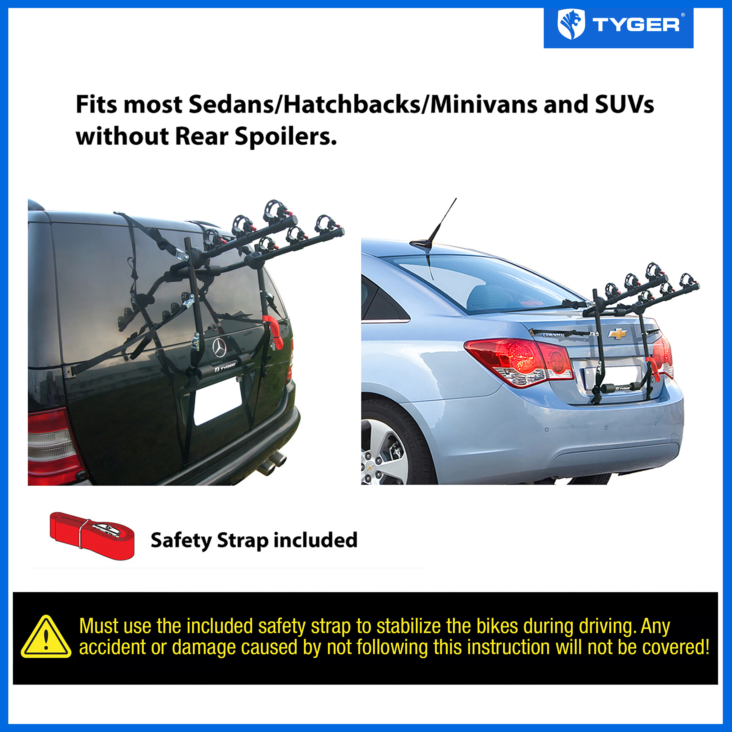 Trunk Mounted Bike Carrier Rack Fit Most Sedans, Hatchbacks