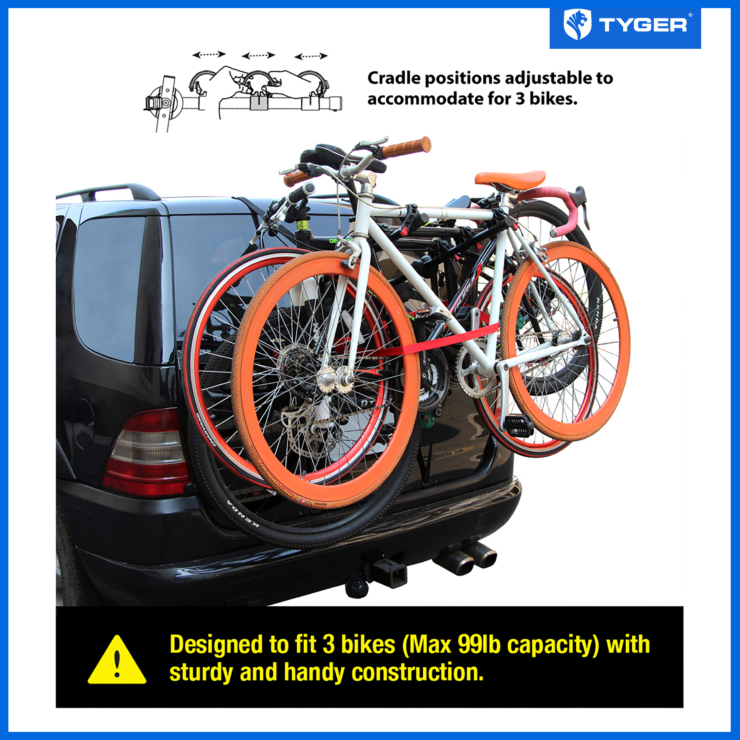 Universal 3 Bike Rack Bicycle Carrier Car Rear Rack Foldable