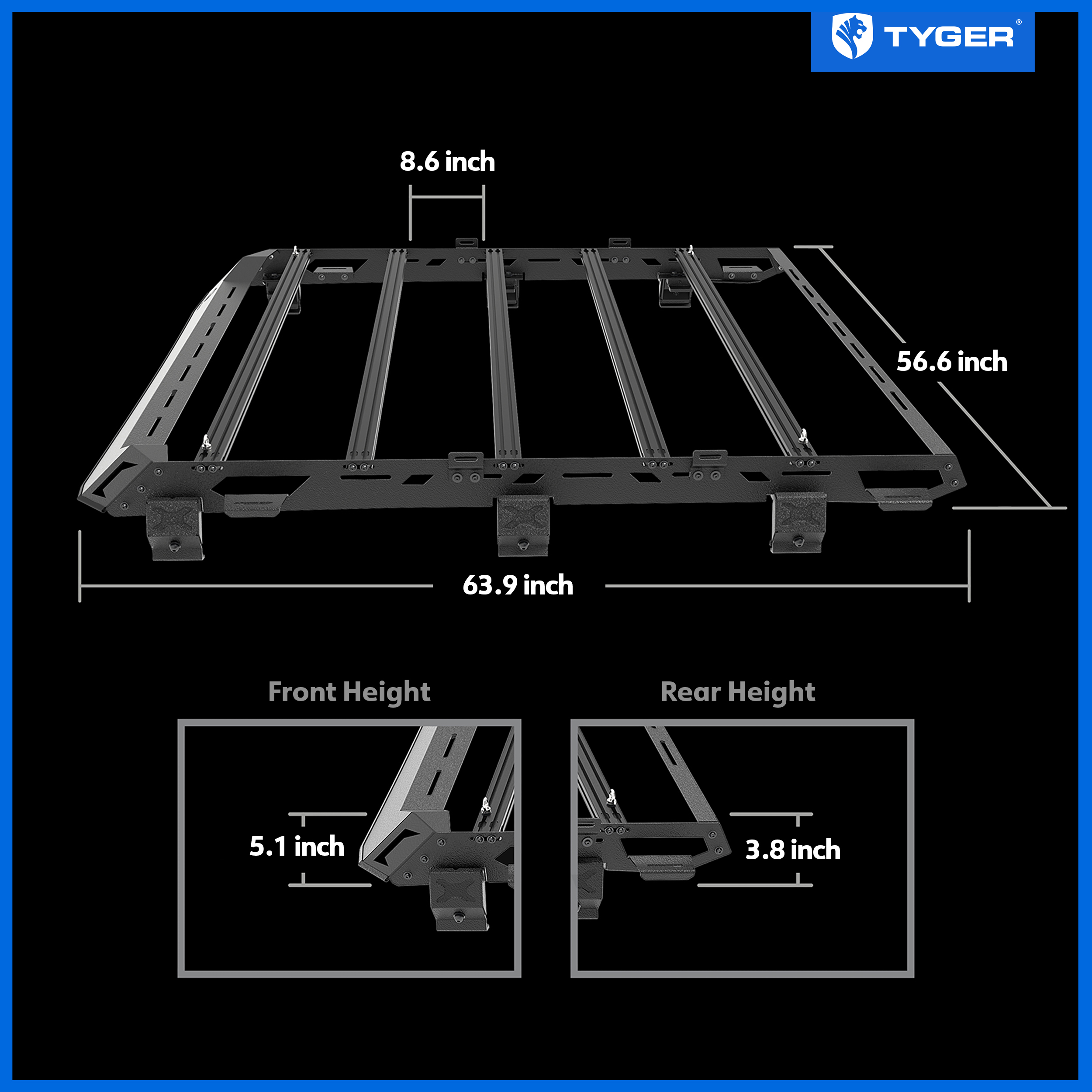 Roof Cargo Carrier Storage Rack Fits 2020-2025 Jeep Gladiator JT | Color Inserts | TG-RR1J33448